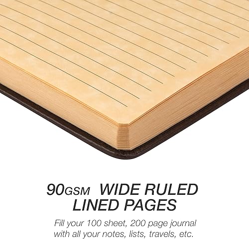 Vista 5 de Samsill Cuaderno vintage de tapa dura, 200 páginas rayadas, marrón, 5.25 x 8.25 pulgadas Marrón oscuro