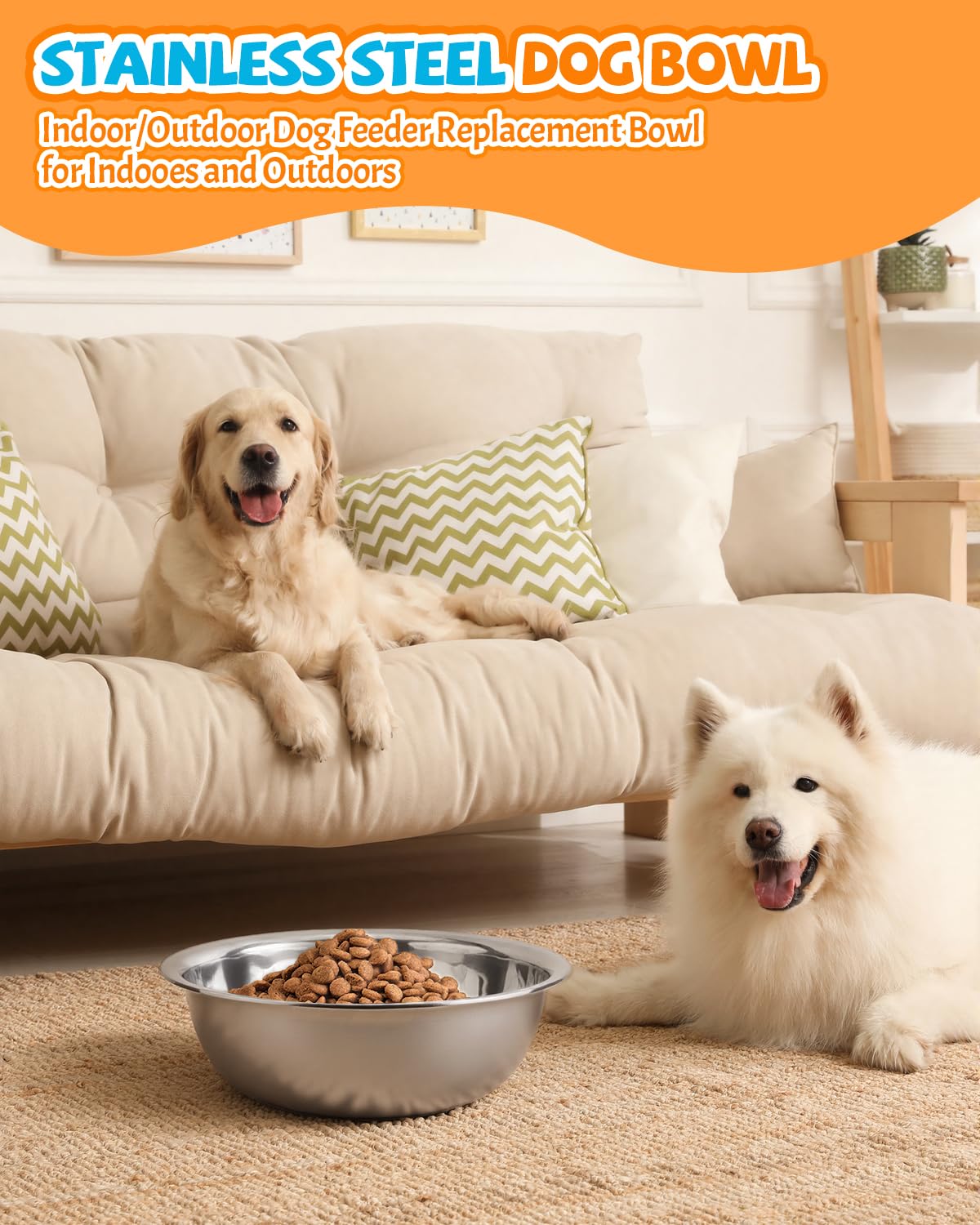 Set di 10 ciotole per cani in acciaio inox, 2,4 g/10,75 tazze, ciotole in metallo per cibo e acqua, ciotola grande per acqua o ciotola per animali domestici, per interni o esterni, lavabili in