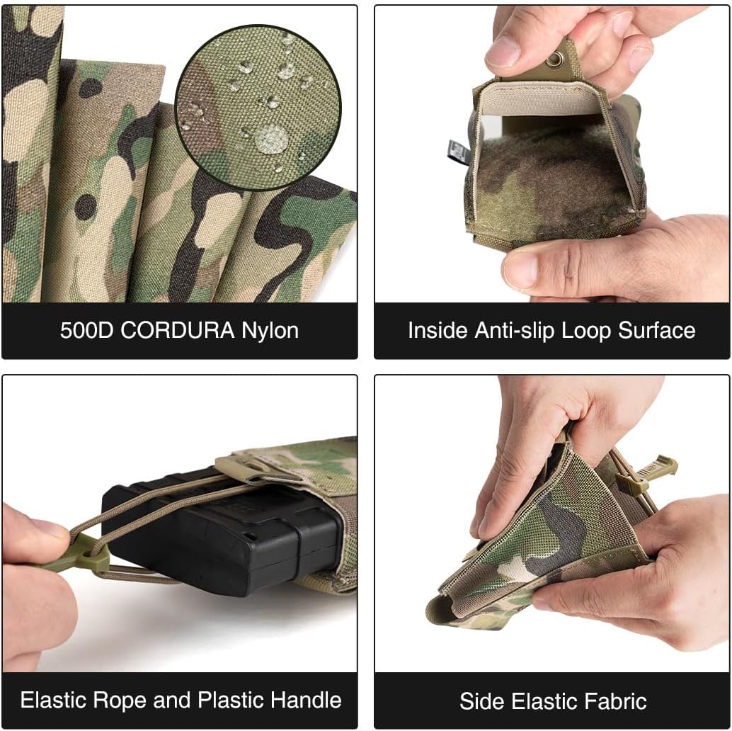 5.56mm Mag Pouch Elastic Single Rifle Magazine Pouch Tactical Molle Magazines Holster with Loop Panel