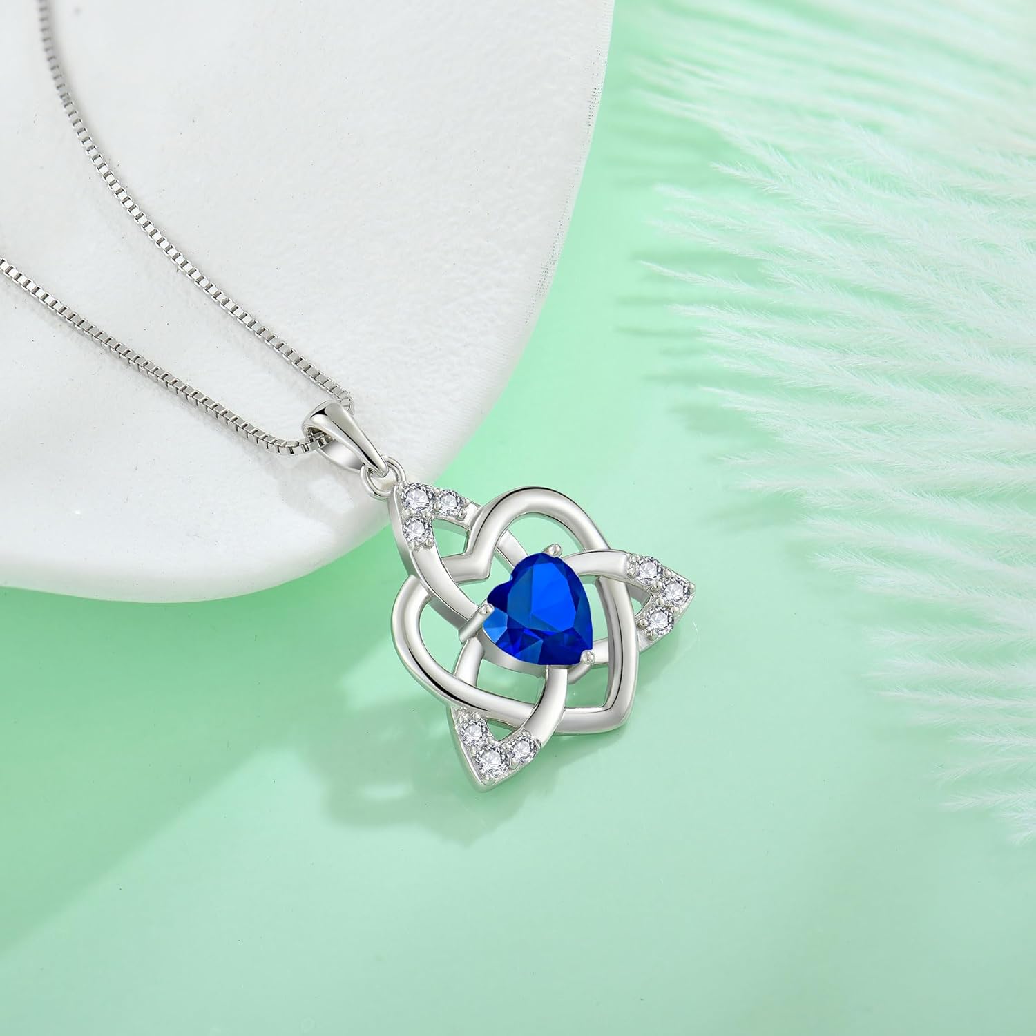 FJ Celtic Knot Necklace 925 Sterling Silver Trinity Love Knot Pendant Irish Good Luck Birthstone Jewelry for Women - Image 4