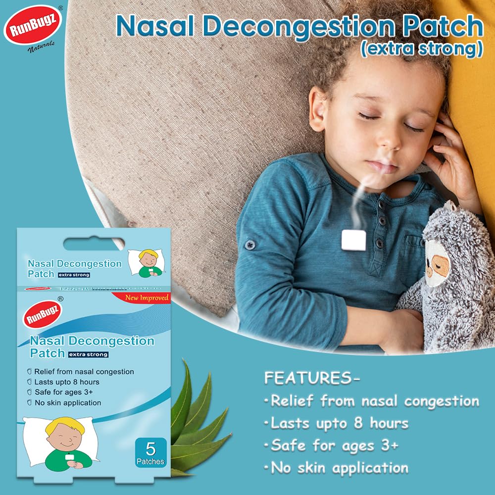 Runbugz Nasal Decongestion Vapour Patches & Mosquito Repellent Smiley Patches for Baby's & Kid's Combo Pack Quick Relief from Runny Nose,Nasal Congestion & Mosquito - 5 Vapour Patches & 30 Mosquito Patches 2