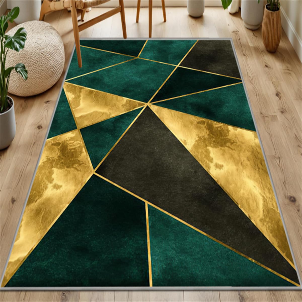 Tapis géométrique moderne à poils courts lavable et facile à entretenir
