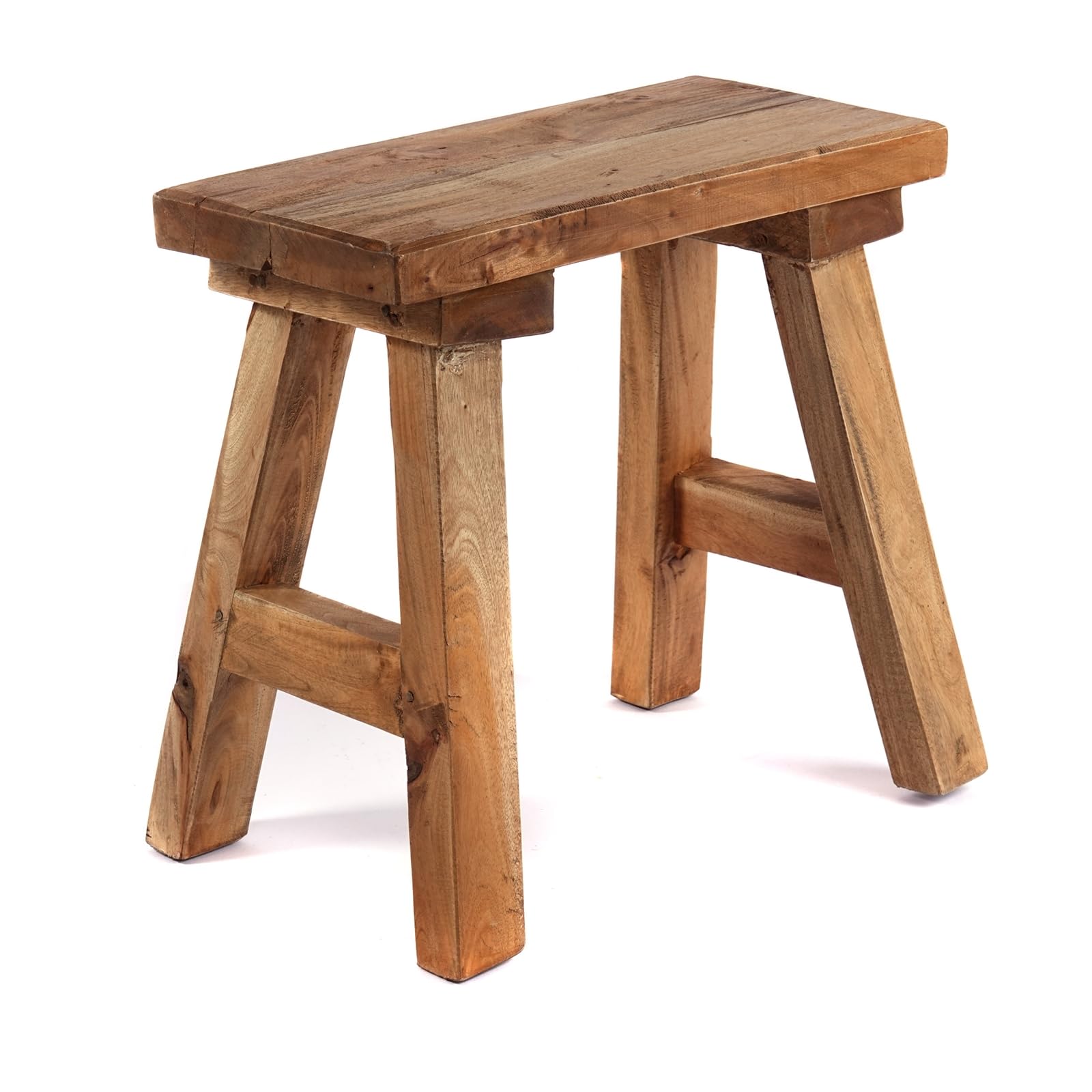 DESIGN DELIGHTS Tabouret en bois Rustico - 52 x 50 cm (H x l) - Acajou et teck - Tabouret d'appoint, tabouret en bois, tabouret pour plantes, fleurs