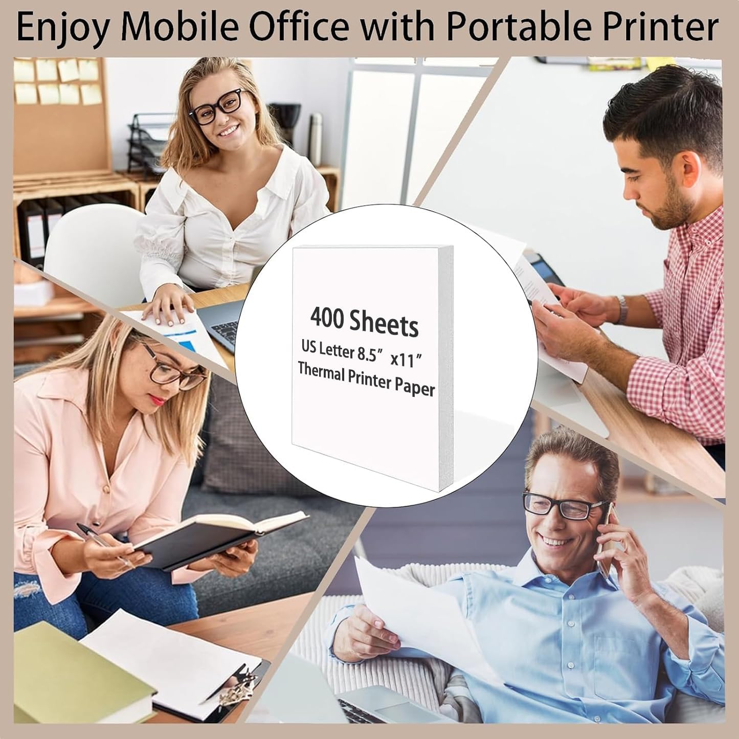 400 Sheets Thermal Printer Paper 8.5 x 11 Inches, Single US Letter Size Office Paper Products for N80/ A28U/ PD-A4 Portable Printer, Inkless and Wireless Printers, Advanced Value Set.