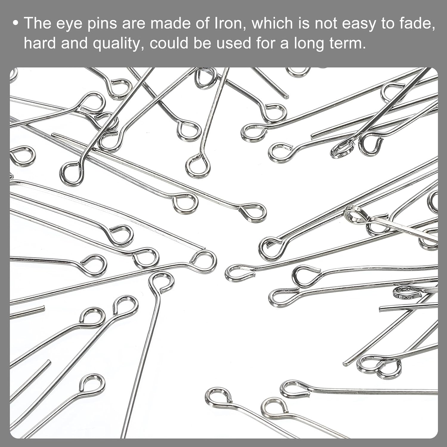 MECCANIXITY 500Pcs Silver Iron Eye Pins 18mm 21 Gauge/0.7mm Eye Pins for Jewelry Making Findings DIY Craft Necklaces Bracelets Earrings Head Pins - Image 5
