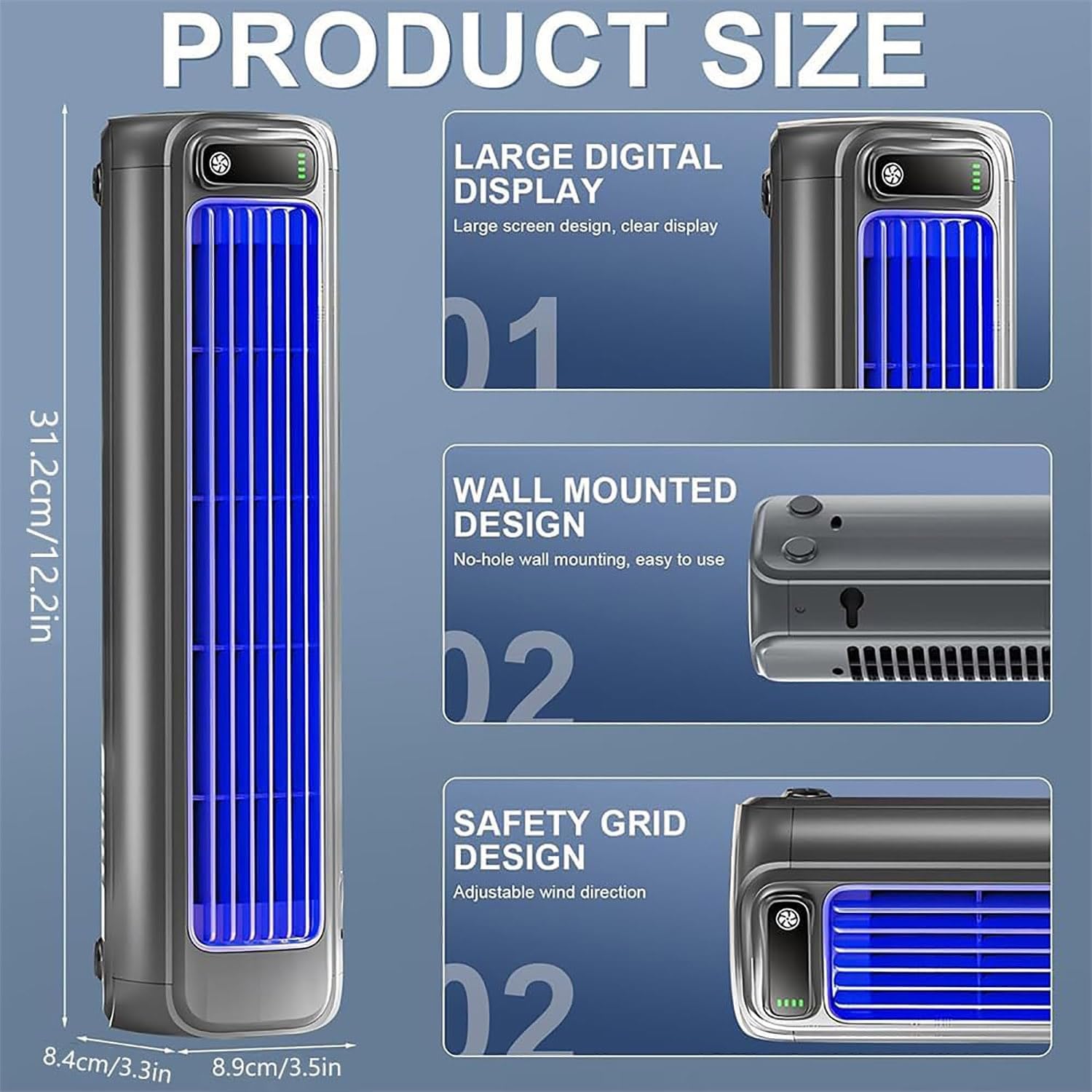 Portable Air Conditioner, USB Charging Tower Fan with 3 Adjustable Speeds, Ideal for Living Room, Bedroom & Office - Cooling Ace (White)