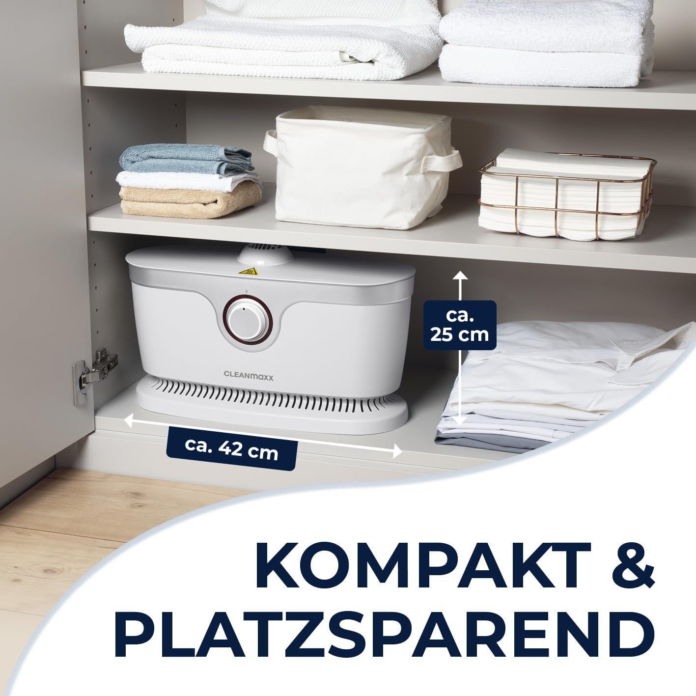 CLEANmaxx automatischer Hemdenbügler | Bügler für Hemden, Blusen & Hosen, schonender als Wäschetrockner und Bügeleisen | Trocknen und in Minuten knitterfrei [weiss]