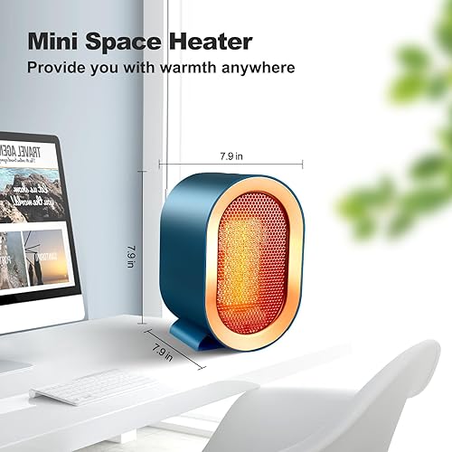 Miniatura 2 de Aisuo Calentador de espacio para uso en interiores, mini calentador de 1200 W con 2 modos de calefacción, ahorro de energía y silencioso, protección