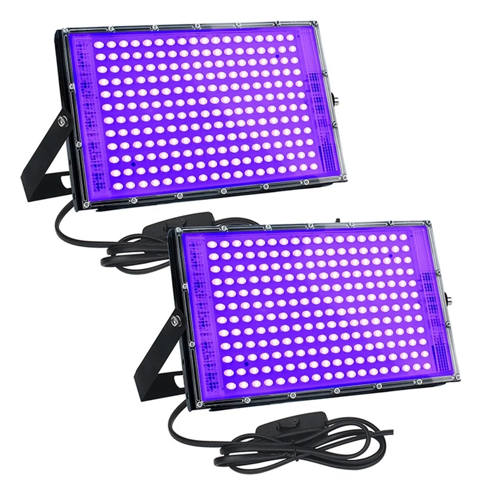 1/2Pack 300W 216 LED UV projecteur lampe de scène ultraviolette 395nm Fluorescent UV lumière noire DJ Disco fête scène rétro-éclairage Boîtier de durcissement DIY(Black_1Pack 300W)