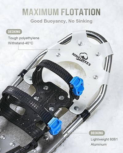 Miniatura 4 de Raquetas de nieve para hombres, mujeres, jóvenes, niños, zapatos de nieve ligeros de aleación de aluminio todo terreno con fijaciones de trinquete