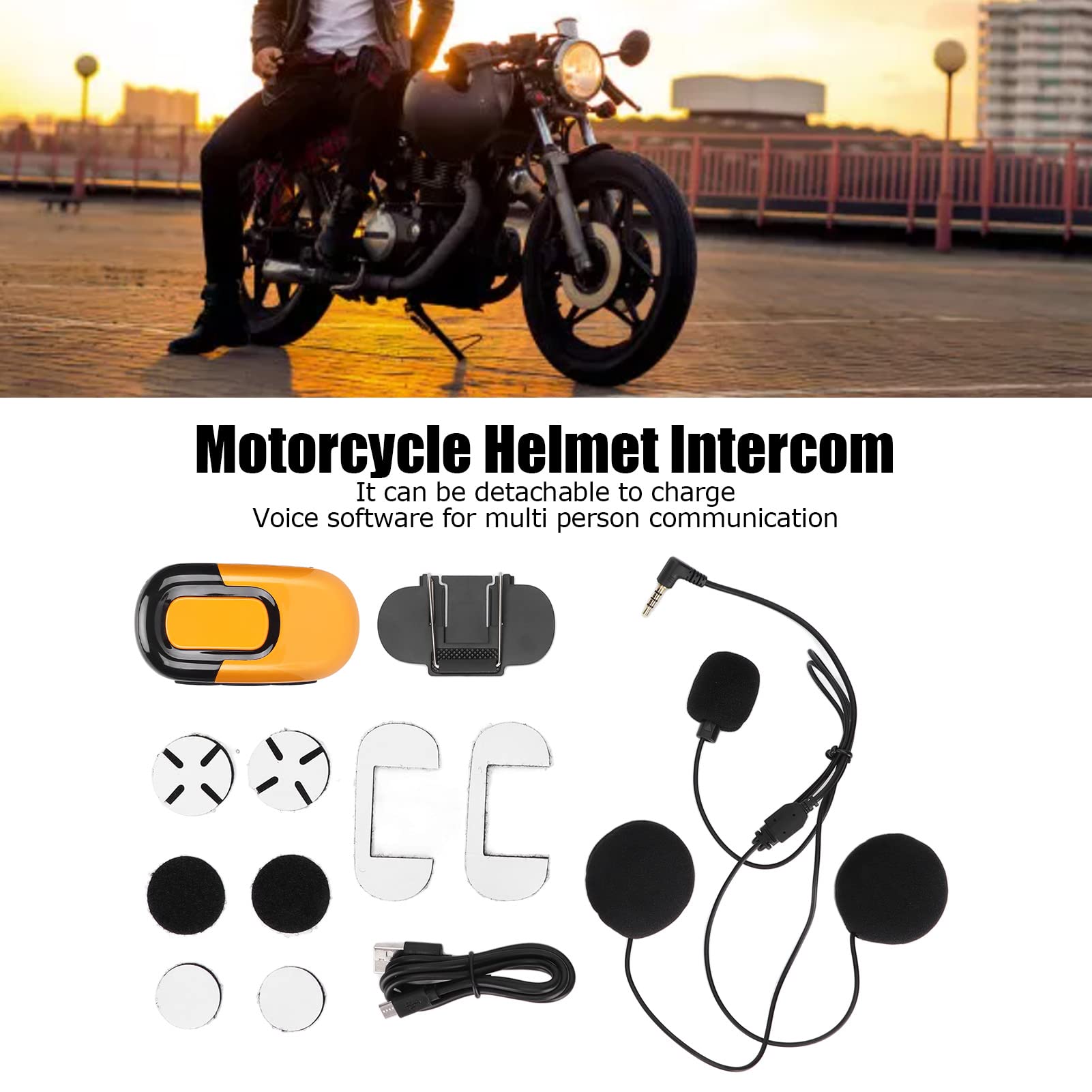 Bluetooth Casco Auricolare, Batteria Rimovibile 1100mAh (YELLOW)