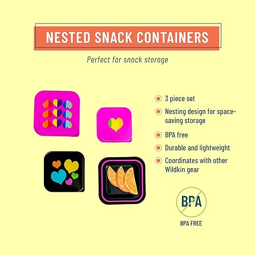 Miniatura 5 de Wildkin Bolsa de almuerzo ecológica reciclada y recipientes anidados para aperitivos para organizar y llenar platos por todas partes (corazones
