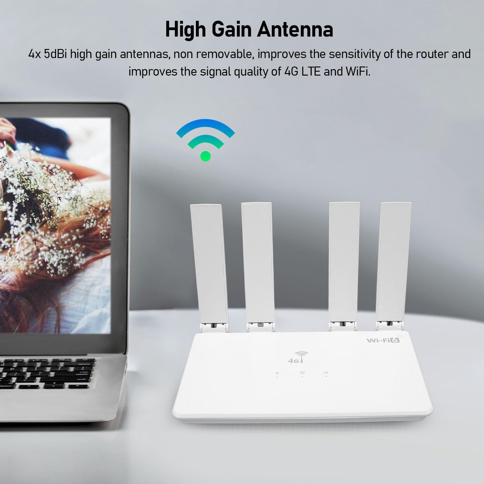 Zunate Router 4G LTE, Szybkie Mobilne Urządzenie Hotspot 802.11b/G/n z Gniazdem Karty SIM Typu C, ładowanie 4 Anteny o Wysokim Zysku, Odblokowany Punkt Routera (wtyczka UE)