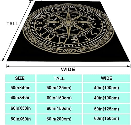 Miniatura 2 de Manta de forro polar, tamaño individual, manta de franela suave, compatible con brújula rúnica de los vikingos nórdicos, manta ligera de felpa