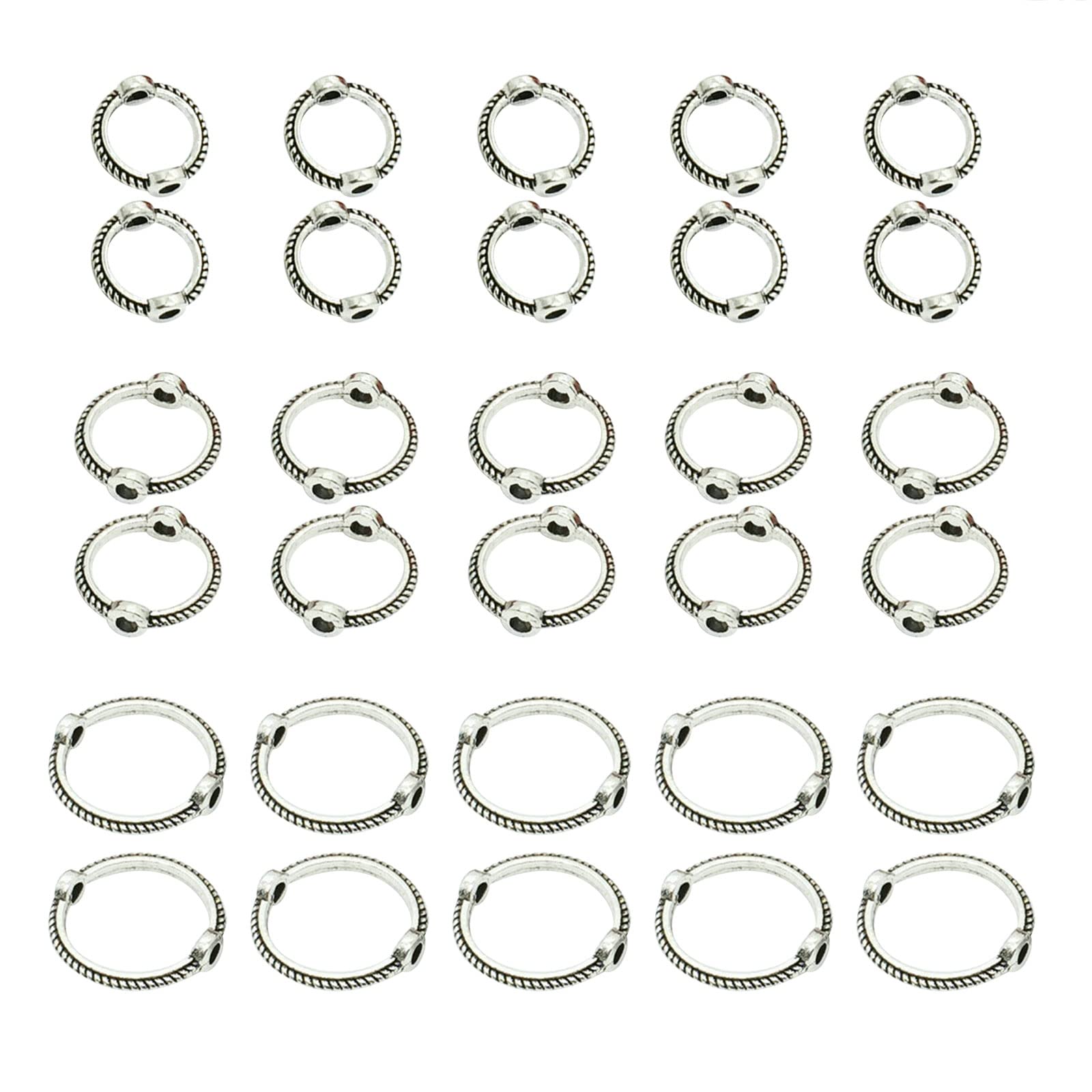 Montesy 30pieces/ 6/8/10mm Mix Vintage Retro Bead Ring Spacer Bead Caps Bracelet Bead For jewelry Making Accessories Finding