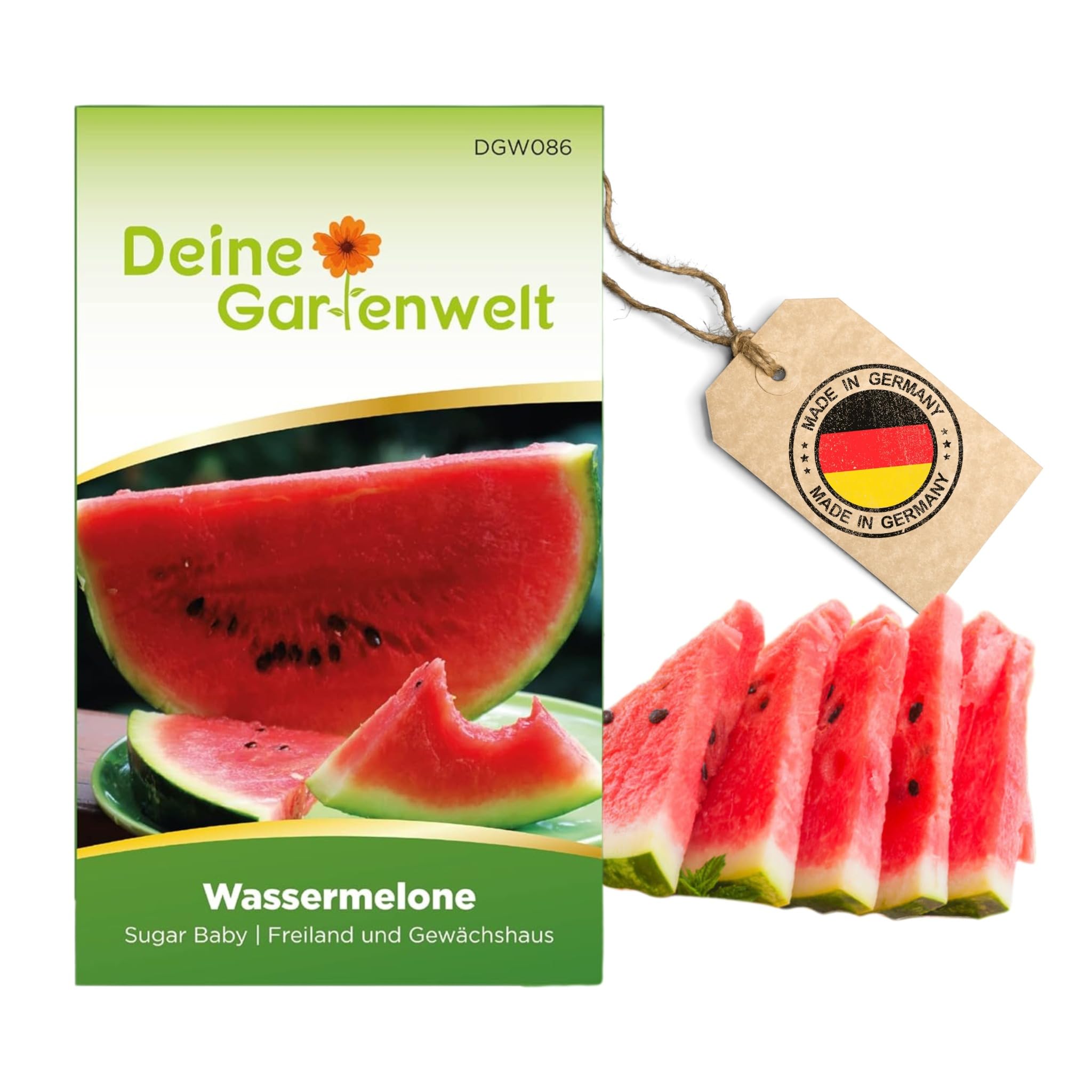 Wassermelonen Sugar Baby Samen - Citrullus lanatus - Wassermelonensamen - Obstsamen - Saatgut für 10 Pflanzen