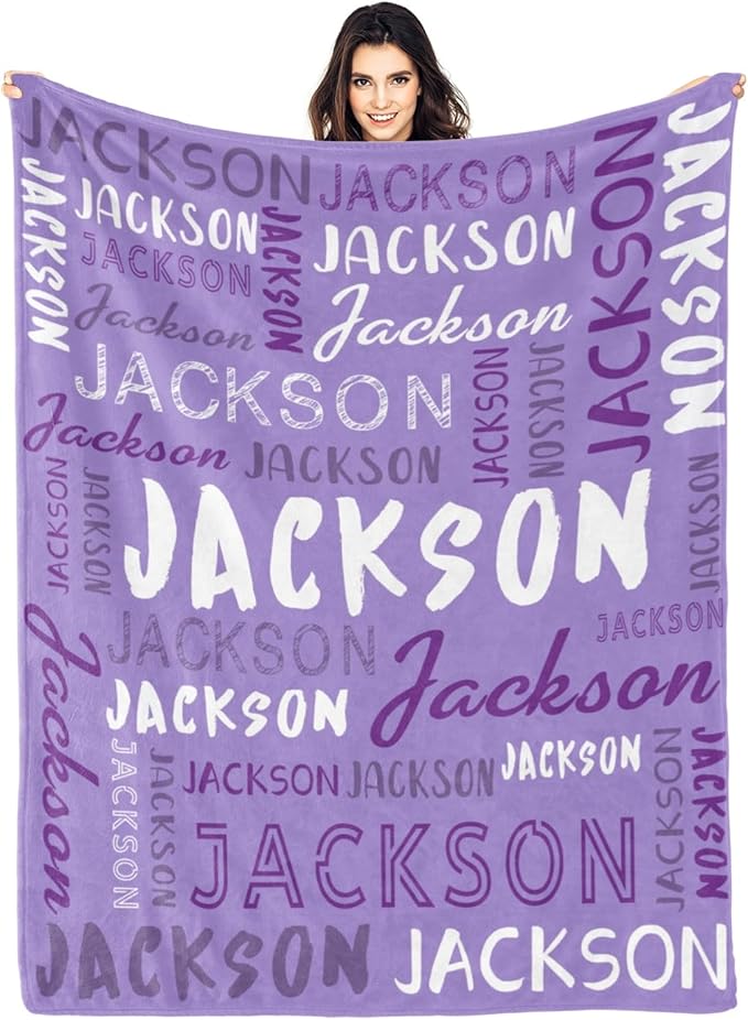 Personalized Name Blanket Customized Baby Blankets for Girls Boys Adults Monogrammed Blankets and Throws Christmas Birthday Mothers Fathers Valentines Day Gift