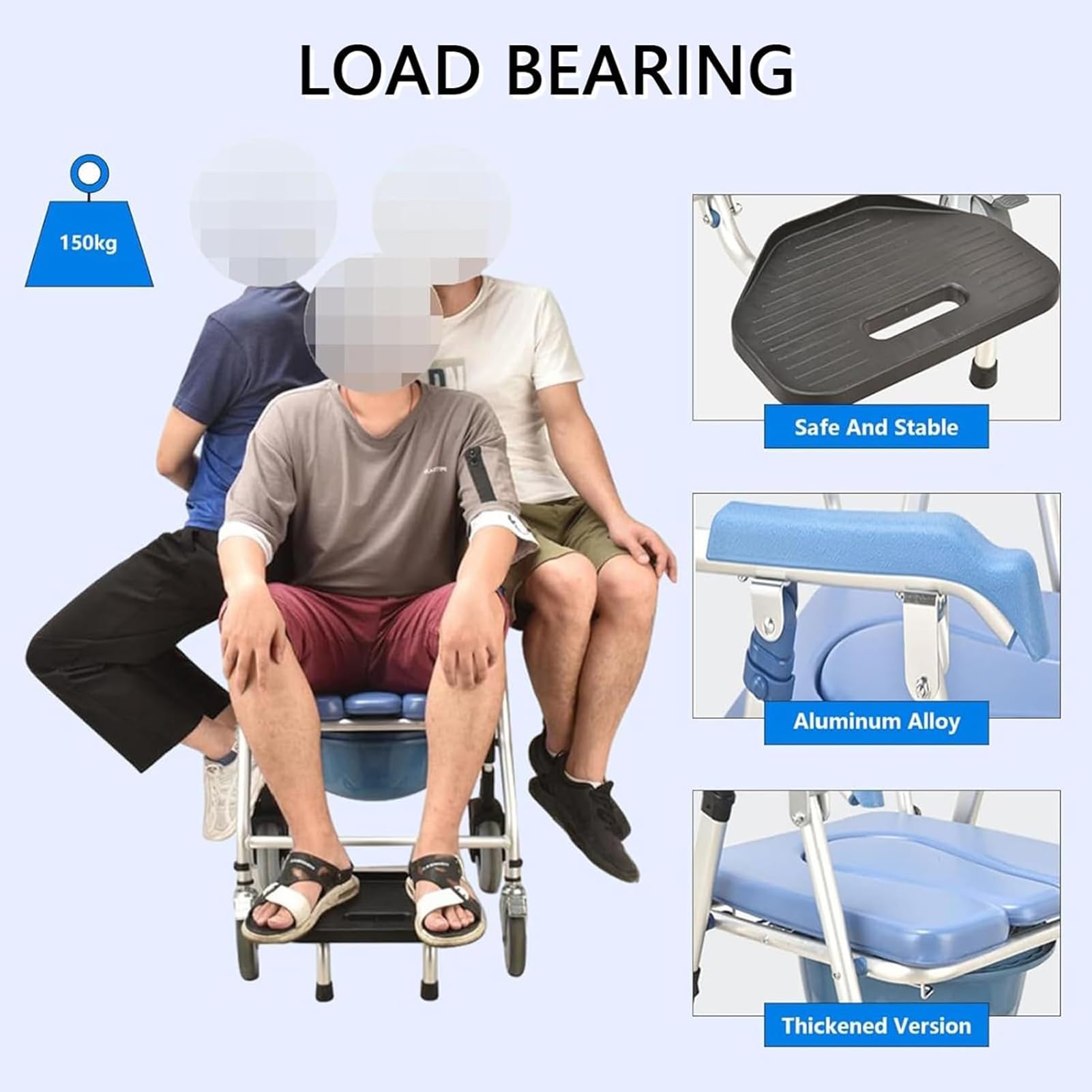 Sedia Da Doccia Con Rotelle, Sedia Doccia Per Anziani, Multifunzione Sedia a Rotelle Con Schienale Bracciolo E Secchio WC, Sedia Doccia Pieghevole Con Ruote Per Doccia Disabili