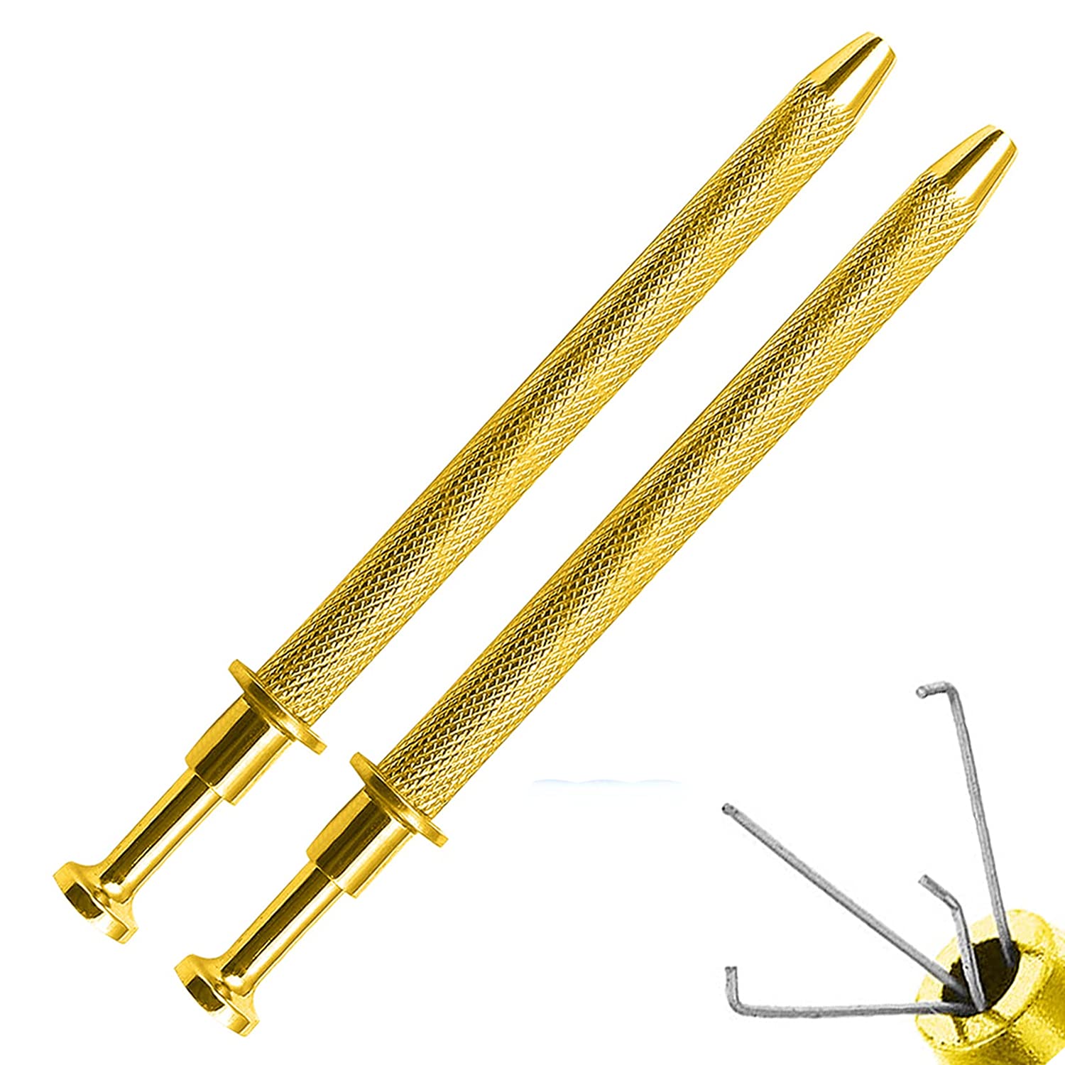 4 Pack Stainless Steel 4-Claw Pick up Tool for Small Parts Pickup, 4 Prongs Grabber for Tiny Objects in Home, Office - IC Chip, Electronic Components, Nails Clamping Gold & Black by G.S Online Store