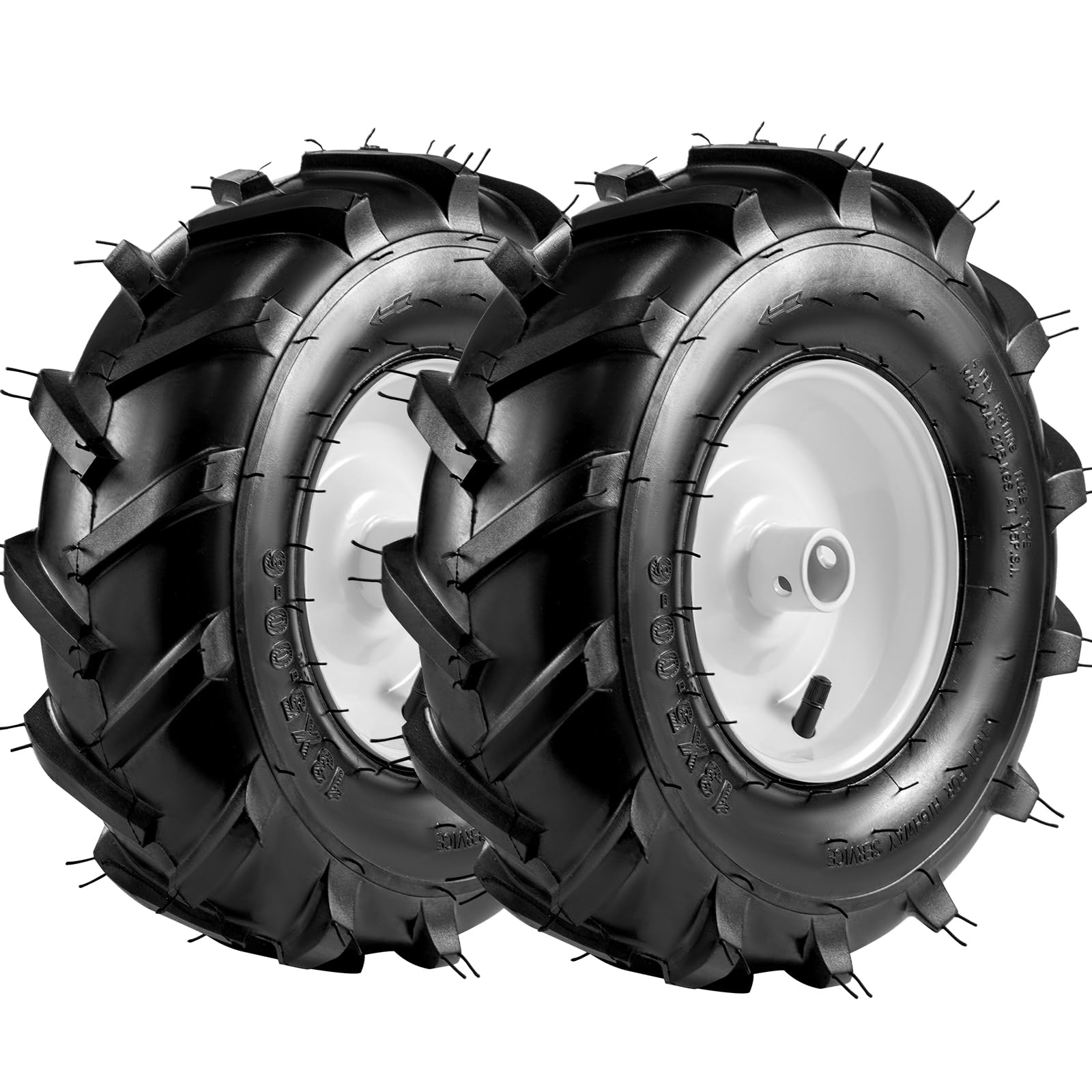 Pneu et roue de cultivateur 13x5.00-6" 2 Emballage à moyeu de 1 pouce et longueur de moyeu centré de 3-1/8 pouces, pneu de remplacement agricole à super crampons pour tracteur et trancheuse