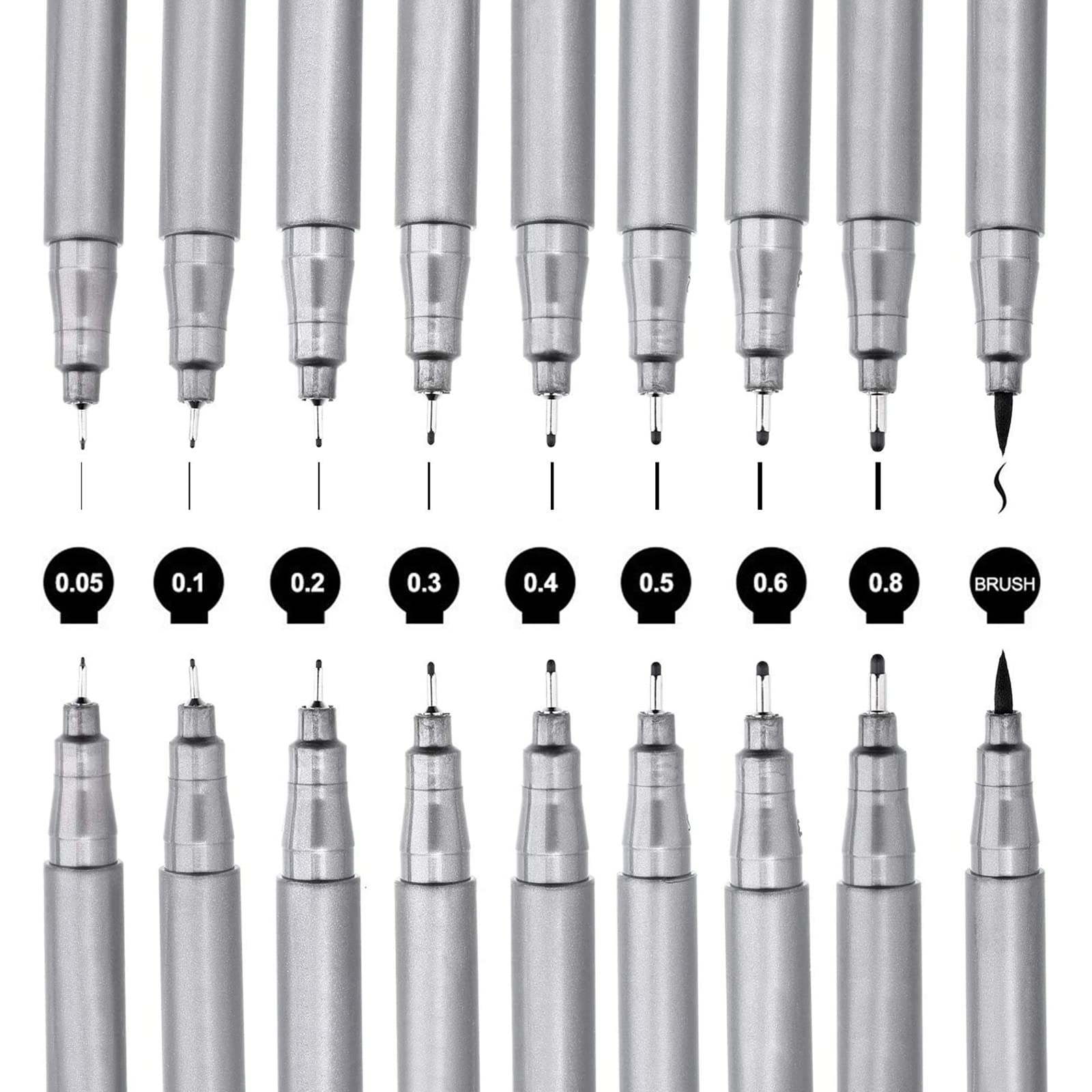Jovitec STA Black Pigment Fineliner Ink Micro Pens Waterproof Black Pen Set for Art Sketching Writing, 18 Pieces