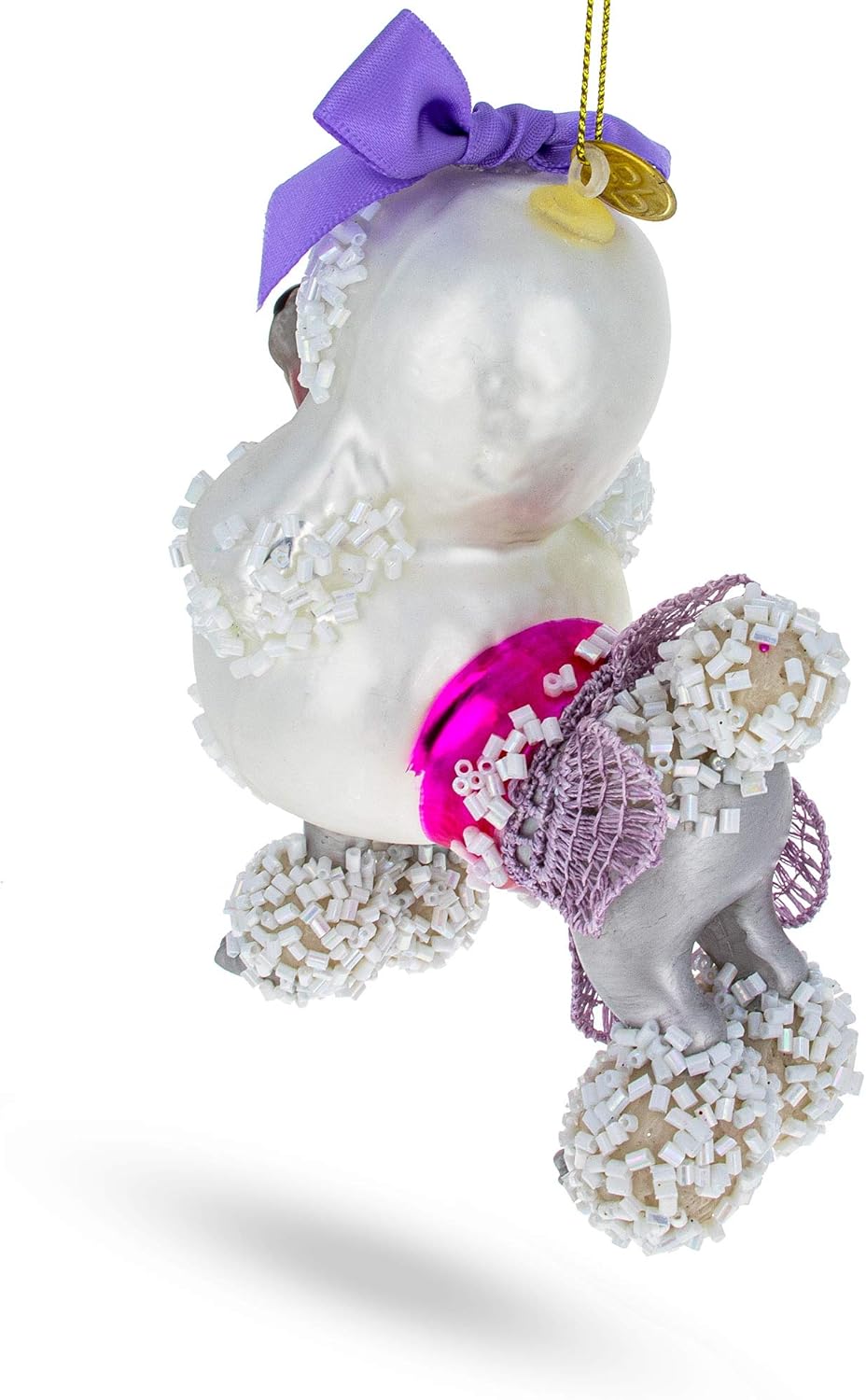 Elegant Bejeweled Poodle Blown Glass Christmas Ornament - Image 7