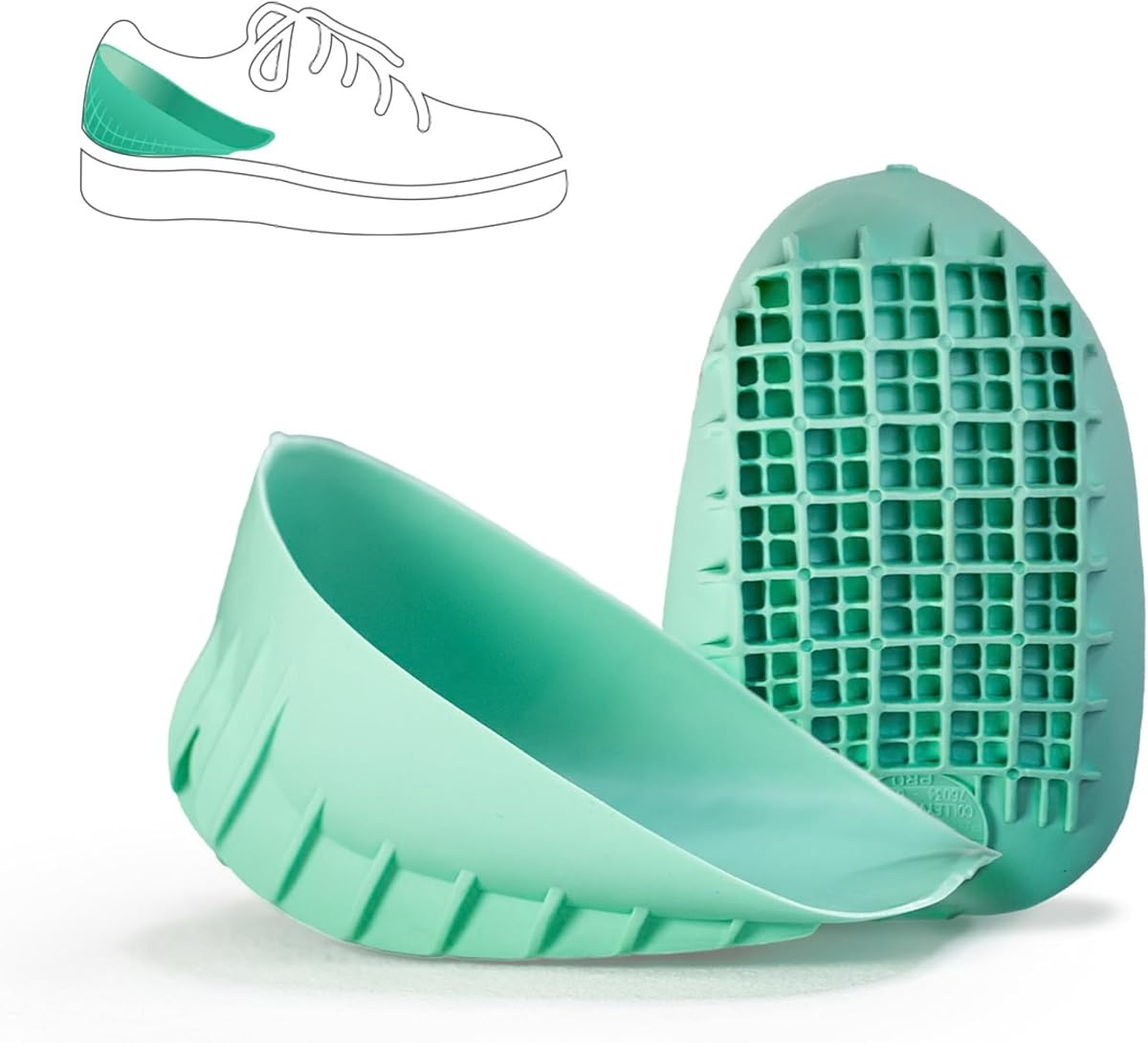 Tuli's Heavy Duty Heel Cups, Shock-Absorbing Cushion Insert for Plantar Fasciitis, Sever’s Disease, and Heel Pain, Green, 1 Pair, Regular