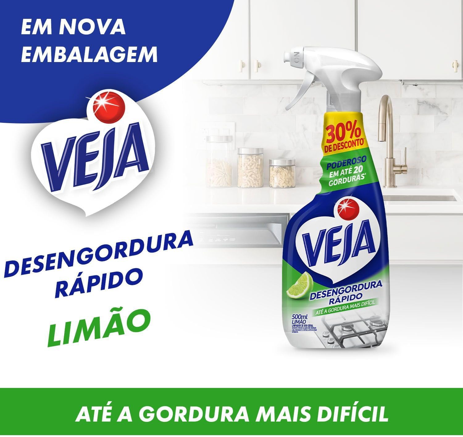 Veja Cozinha Limpador Desengordurante Pulverizador Limão 500ml