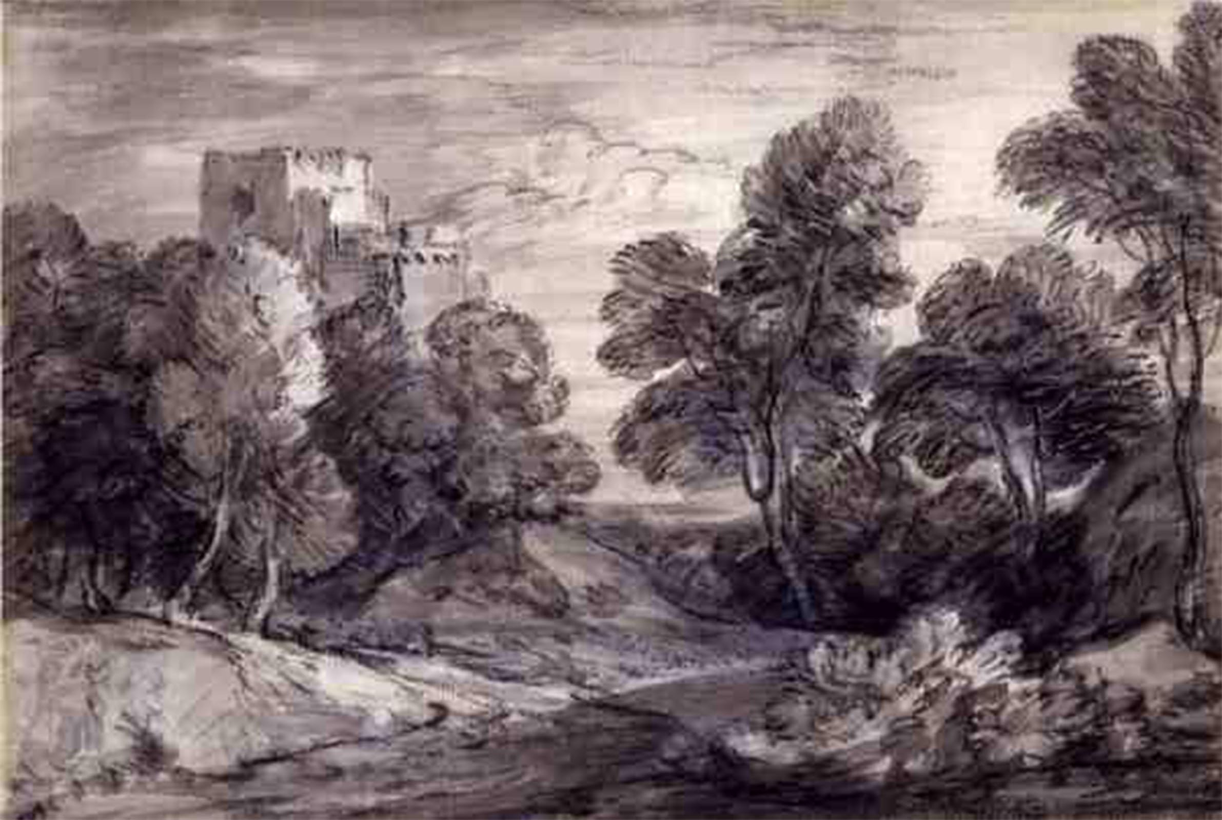 ARTXLXXBN Famous Print Painting Colorful Art Print Wooded Landscape with a Castle by Gainsborough Canvas Art Decorations for Home Decor 60x90cm