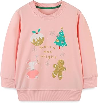 Toddler Girl Sweatshirt Kids Fall Casual Applique Pullover Cotton Adorable Long Sleeve Shirt Tops