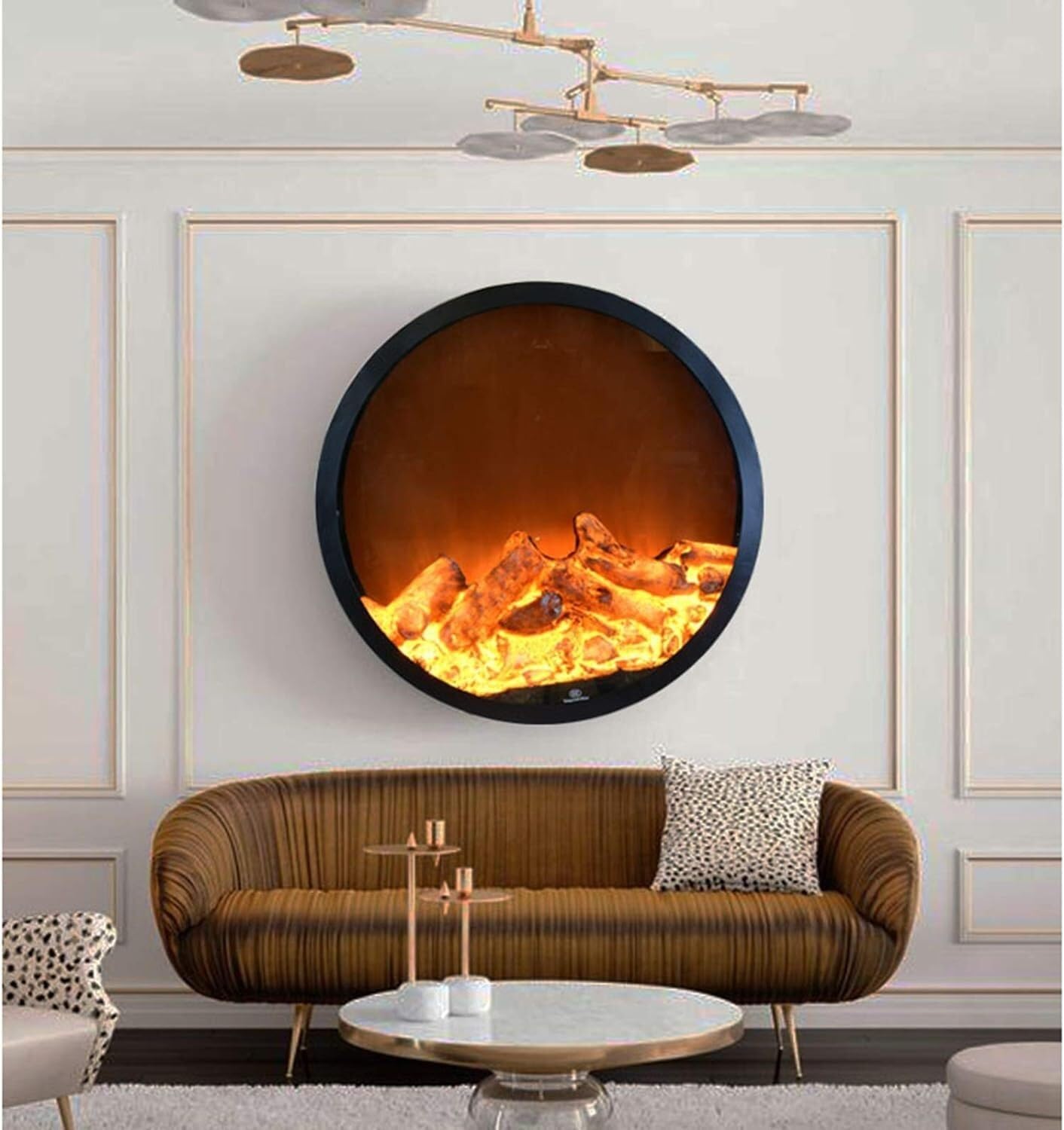 Electric Fireplace, Electric Fireplace Infrared Stove Heater, 3D Realistic Flame Effects, Adjustable Brightness and Heating Mode Tempered Glass Surface Electric Fireplace Stove Heater(Heated,120x20cm)