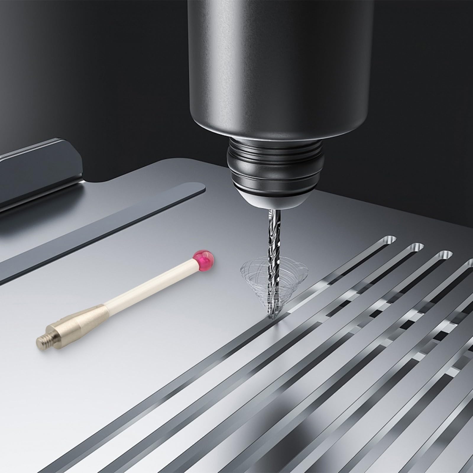 Affidabile testa sonda CMM Touch progettata per sistemi CNC, con sfera da 6 mm e albero in porcellana (M4XL50X6.0 (solido))