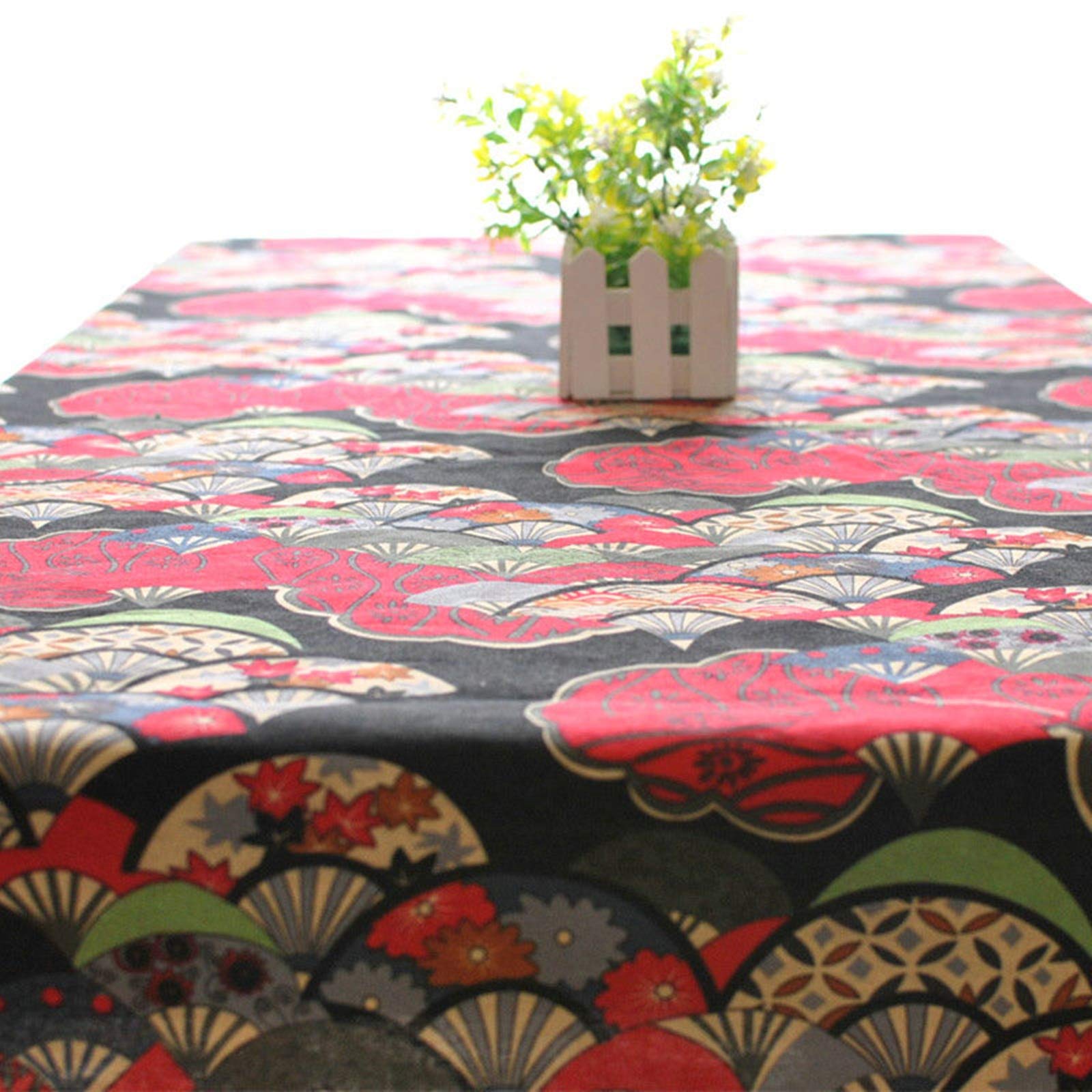 Nappe Fleur d'Éventail 140x140cm, couverture moderne rouge et toile de fond coton