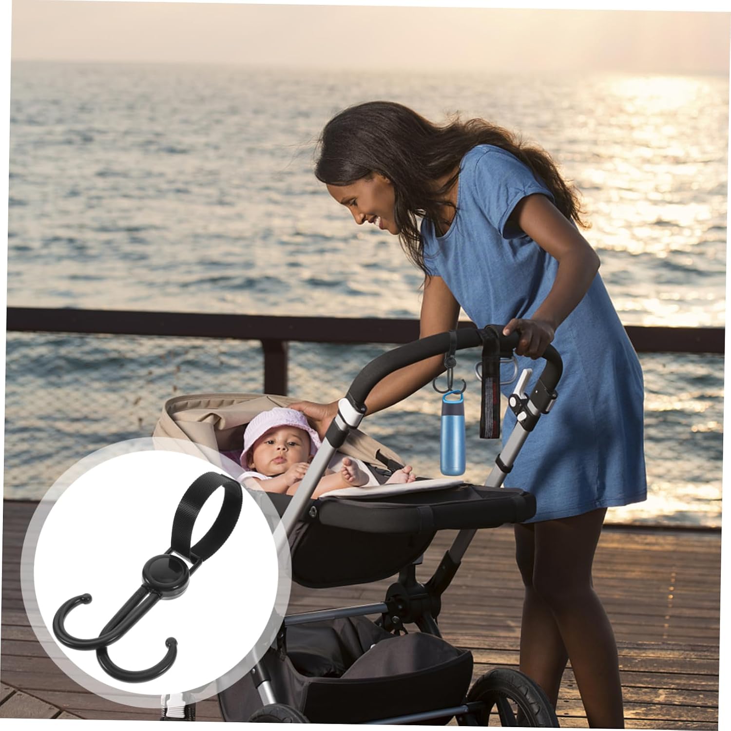 Cabilock 3pcs Shopping Trolley Bag Hook Multi-Function Stroller Clip Hanger for Strong Double Hooks for Organizing Diaper Bags Shopping