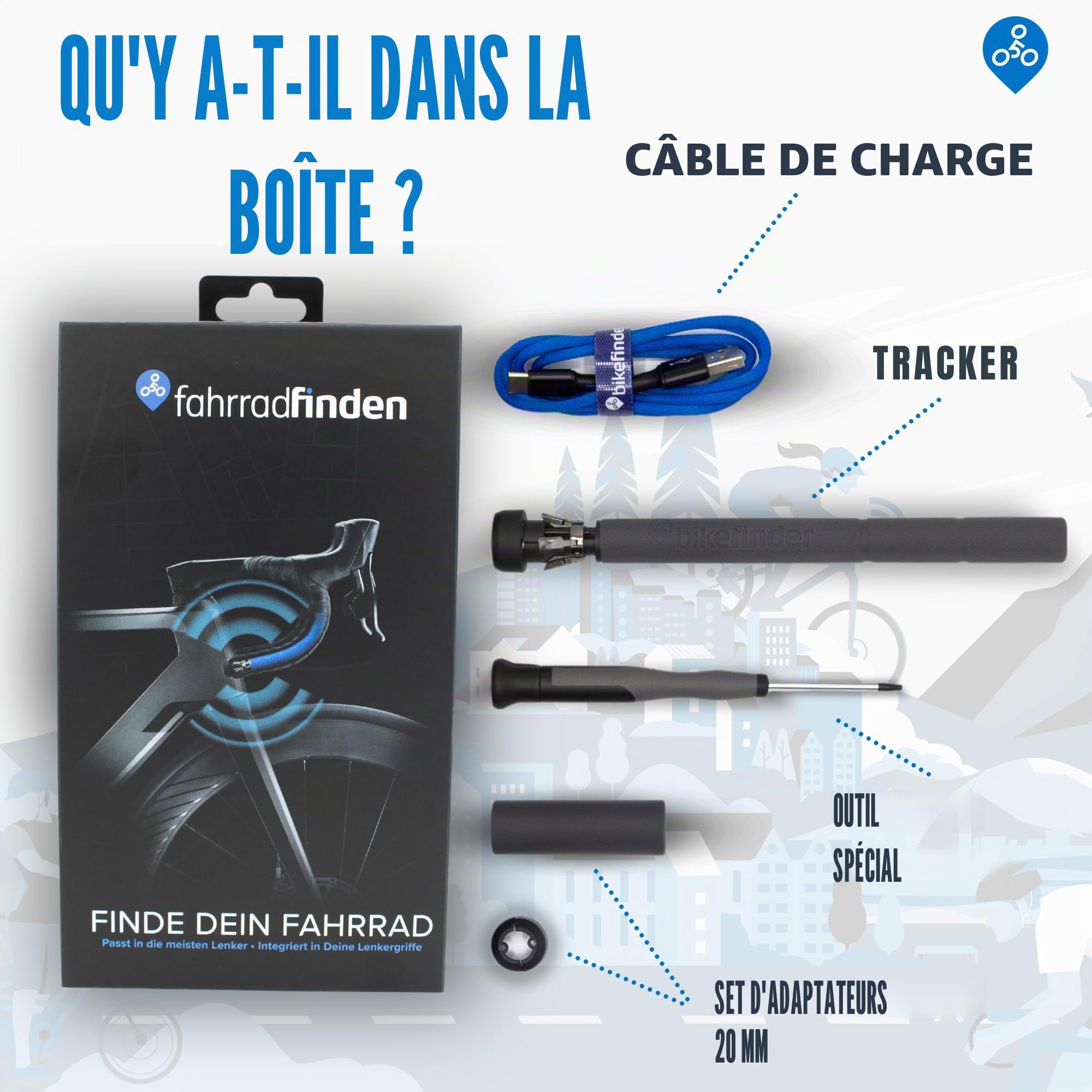 BikeFinder Traceur GPS Caché Guidon Localisation Protection Vol SIM Abonnement Requis