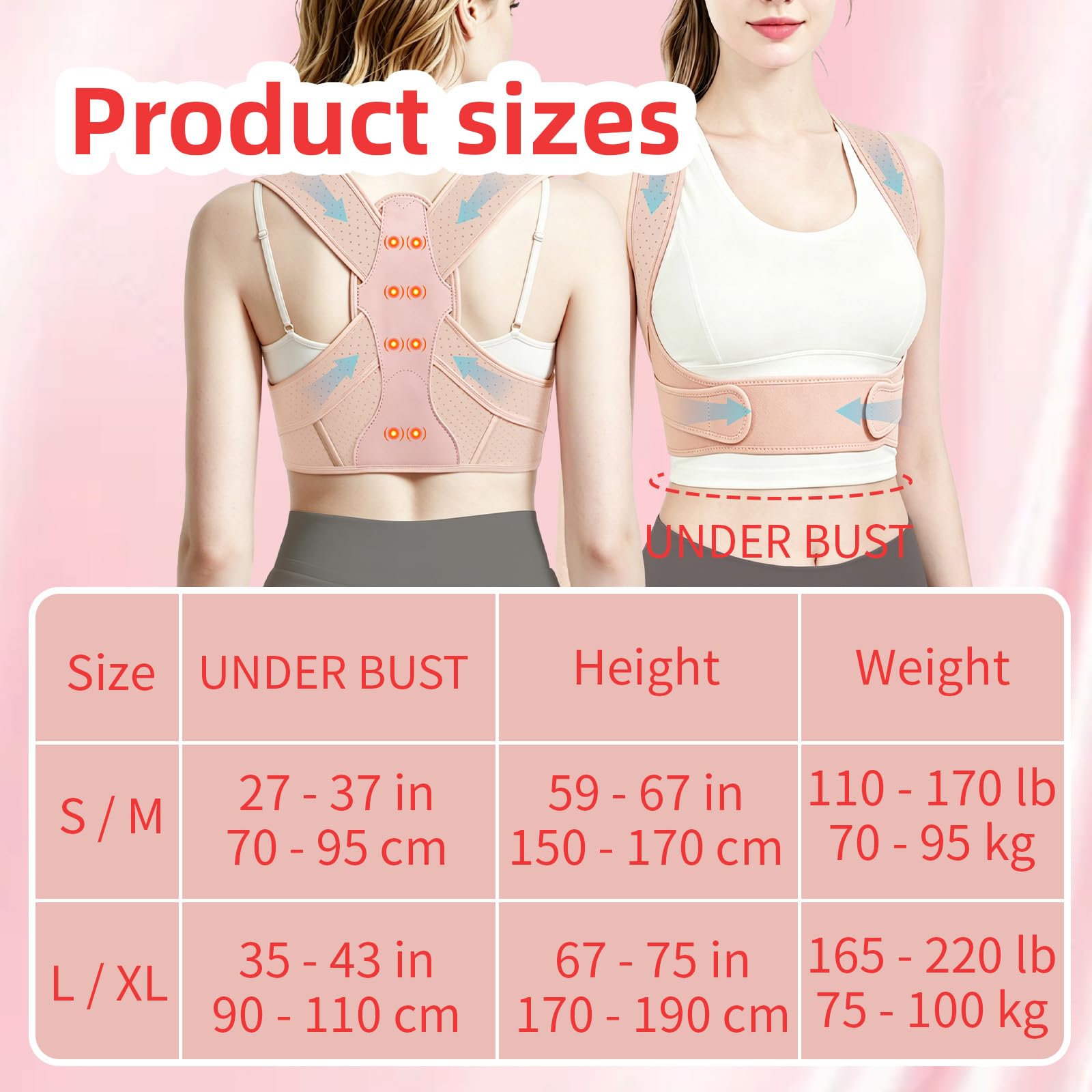 Correttore Posturale Spalle Donna, Fascia Lombare Supporto Schiena