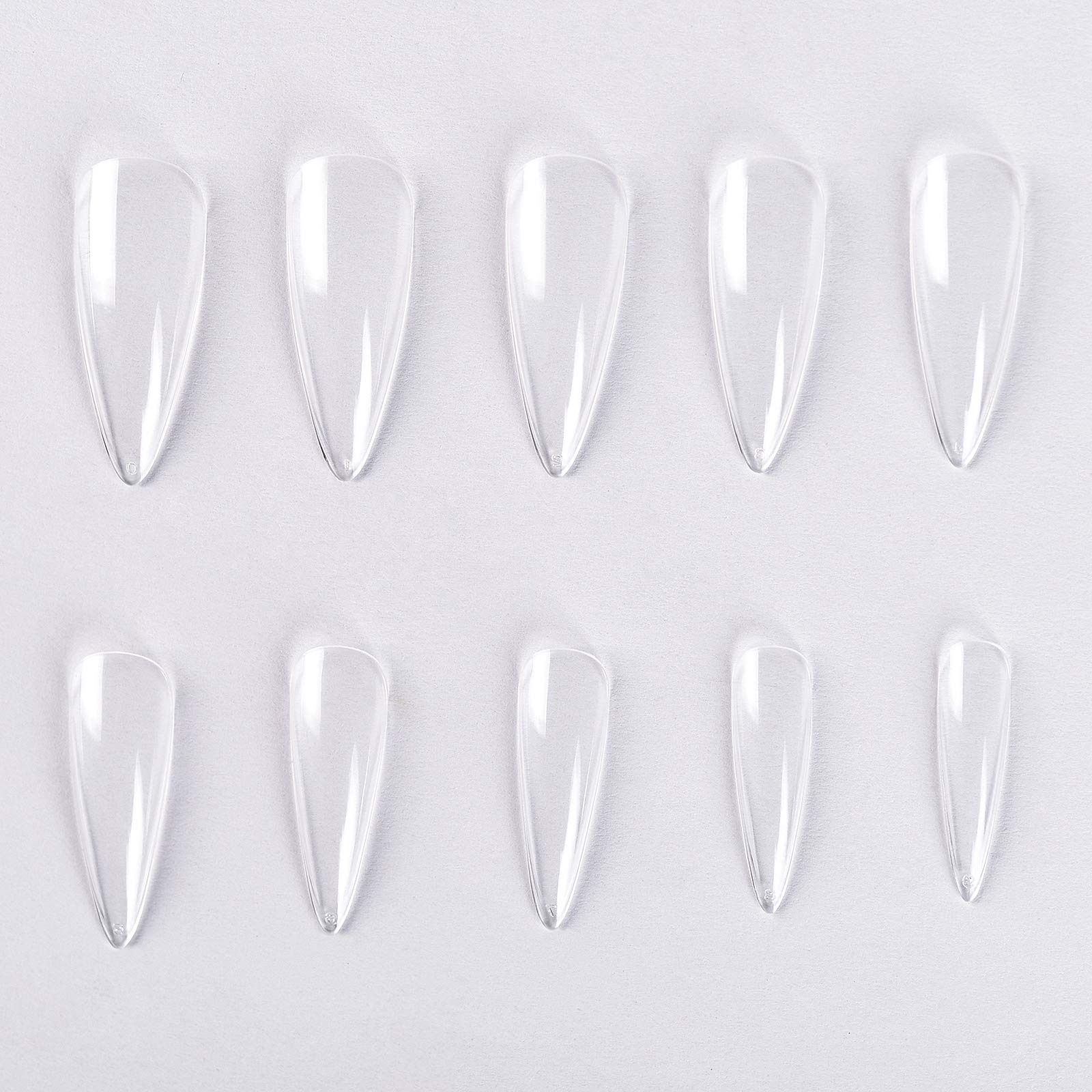 KADS 500pcs Stiletto Nail Tips Press on Nails Fake Nails Full Cover Acrylic Nails False Tips 10 Sizes (Short Stiletto, Transparent) - Image 3