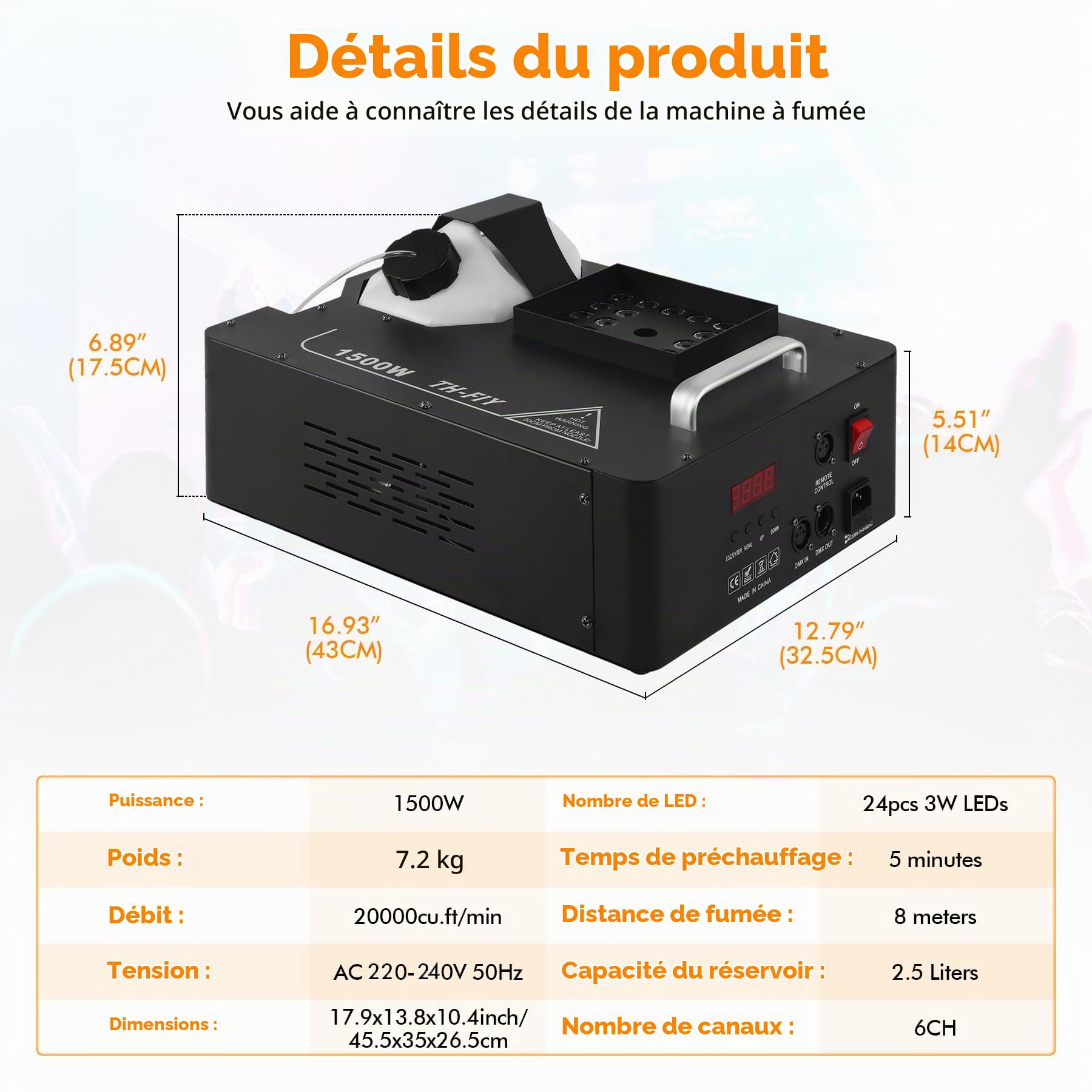 Lot de 2 Machines à Brouillard 1500W avec RGB 24 LED DMX & Télécommande
