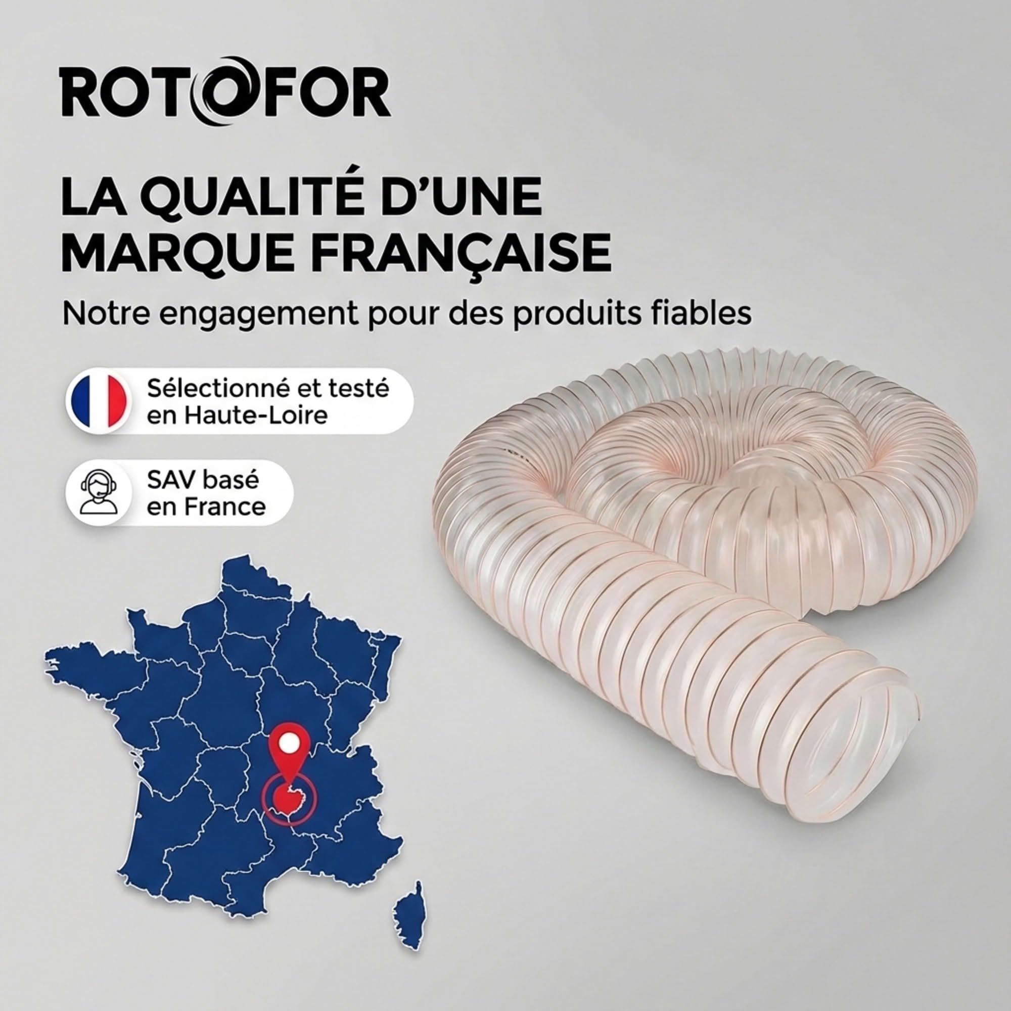 Gaine flexible d'aspiration en polyuréthane pour aspirateur à copeaux haute résistance - Longueur 5 mètres - Diamètre 120 mm mm
