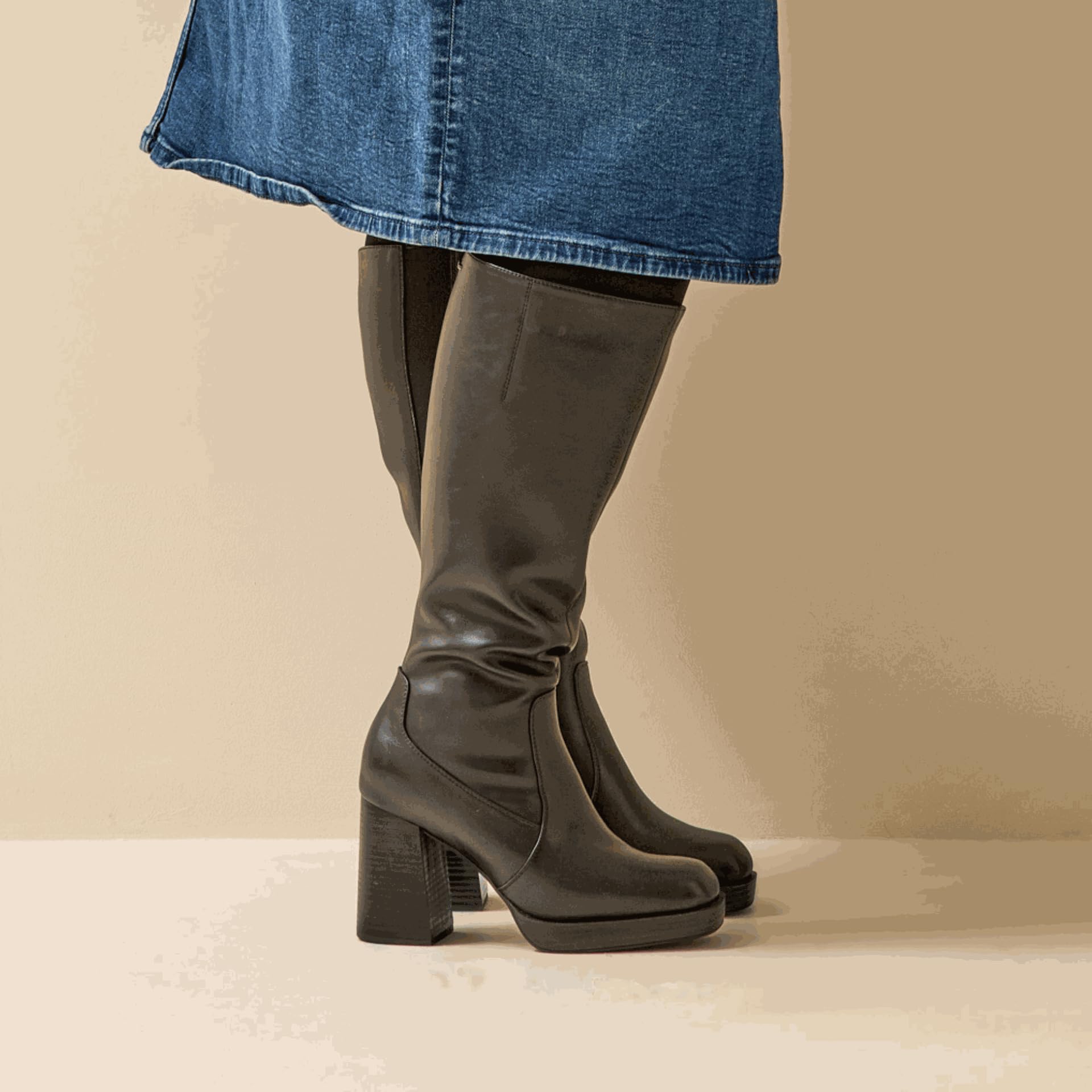 GABYLOU Stiefel mit breiten Waden 2XL - Modell Melissa, BlackBlack25, 41