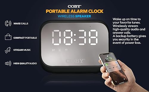 Miniatura 4 de Coby Alarm Clock Wireless Bluetooth Speaker  Alarm Clocks for Bedrooms  Portable Rechargeable Wireless Speaker  Digital Clock for Bedroom Camping