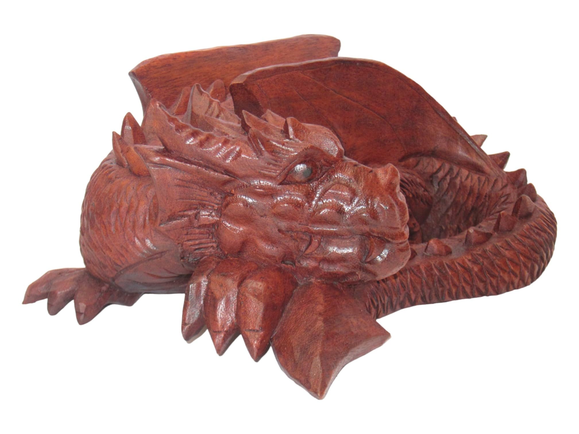 Brave Wings Hand Carved Wooden, Treasure Keeper Sleeping Dragon - Image 3