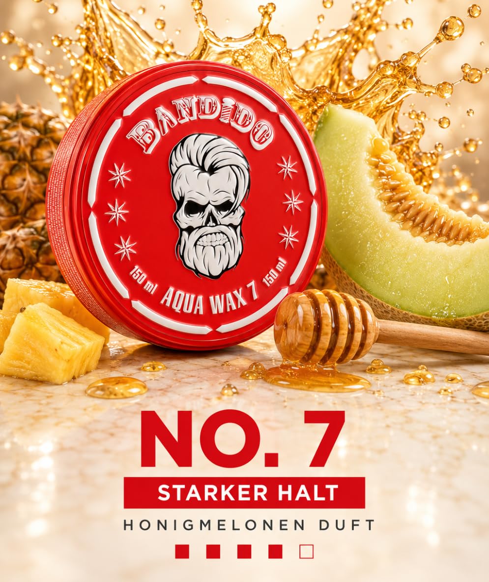 Bandido Aqua Hair Wax N. 7 Red 150 ml | Gel per capelli | Cera per capelli con profumo fruttato e forte tenuta