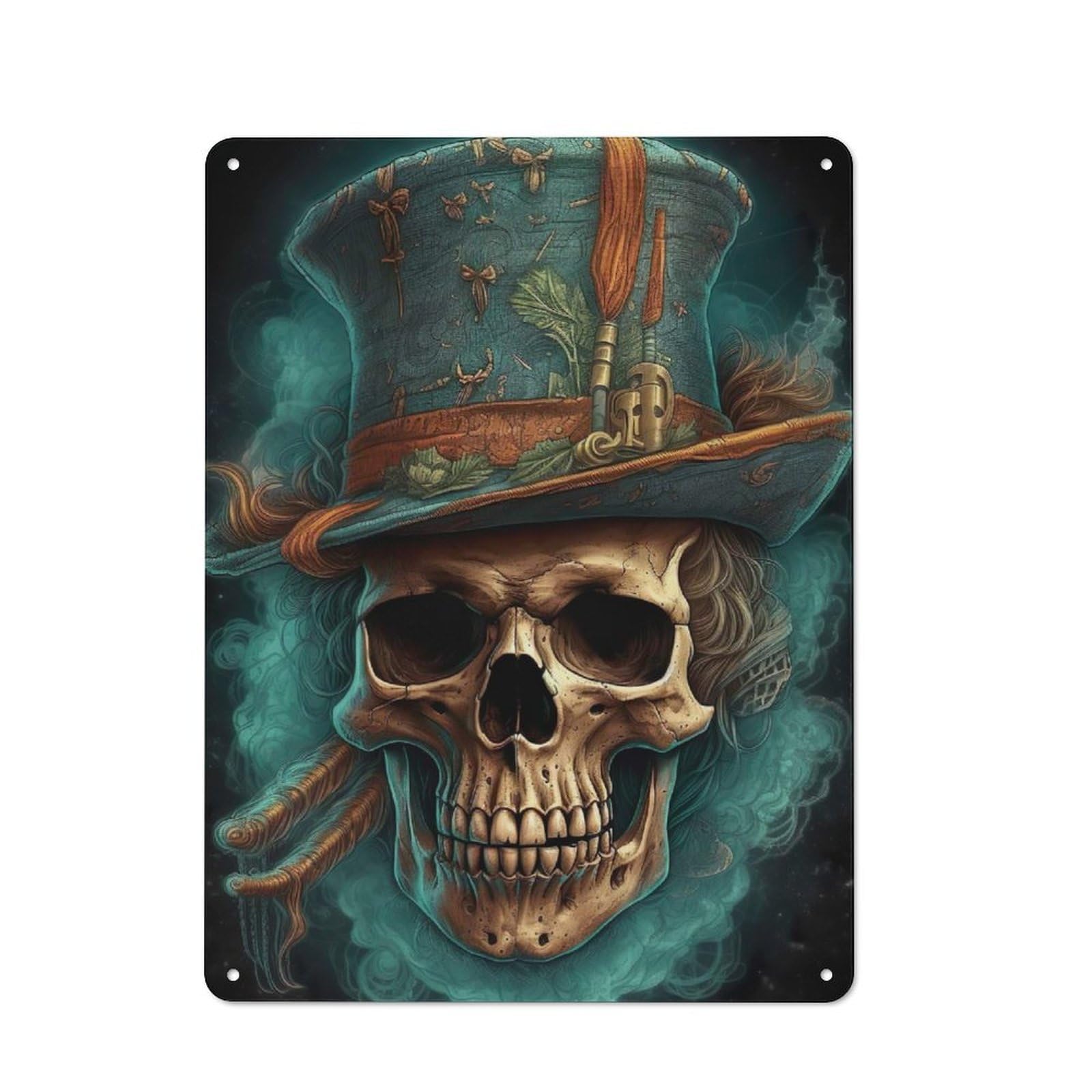Junmoney Mister Skull Hat Vintage Metal Sign 40X30cm For Hobby Room Or Studio, Housewarming Present For People Styling Hobby Room And Studio