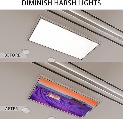 Miniatura 2 de Paquete de 4 cubiertas de luz fluorescente, campos de lavanda, Provenza Valensole Francia Europa, cubiertas magnéticas decorativas para luz de