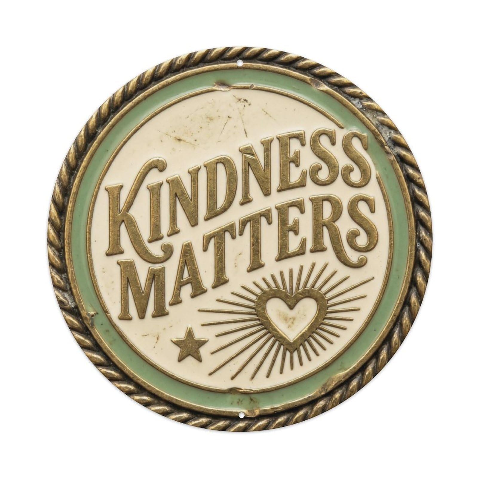Cmhok Vintage Style Kindness Matters Classic Bedroom Ornament Retro Slogans Metal Tin Sign Plaque Wall Decor For Cafe, Club, Garden Round Metal Poster 8X8inch