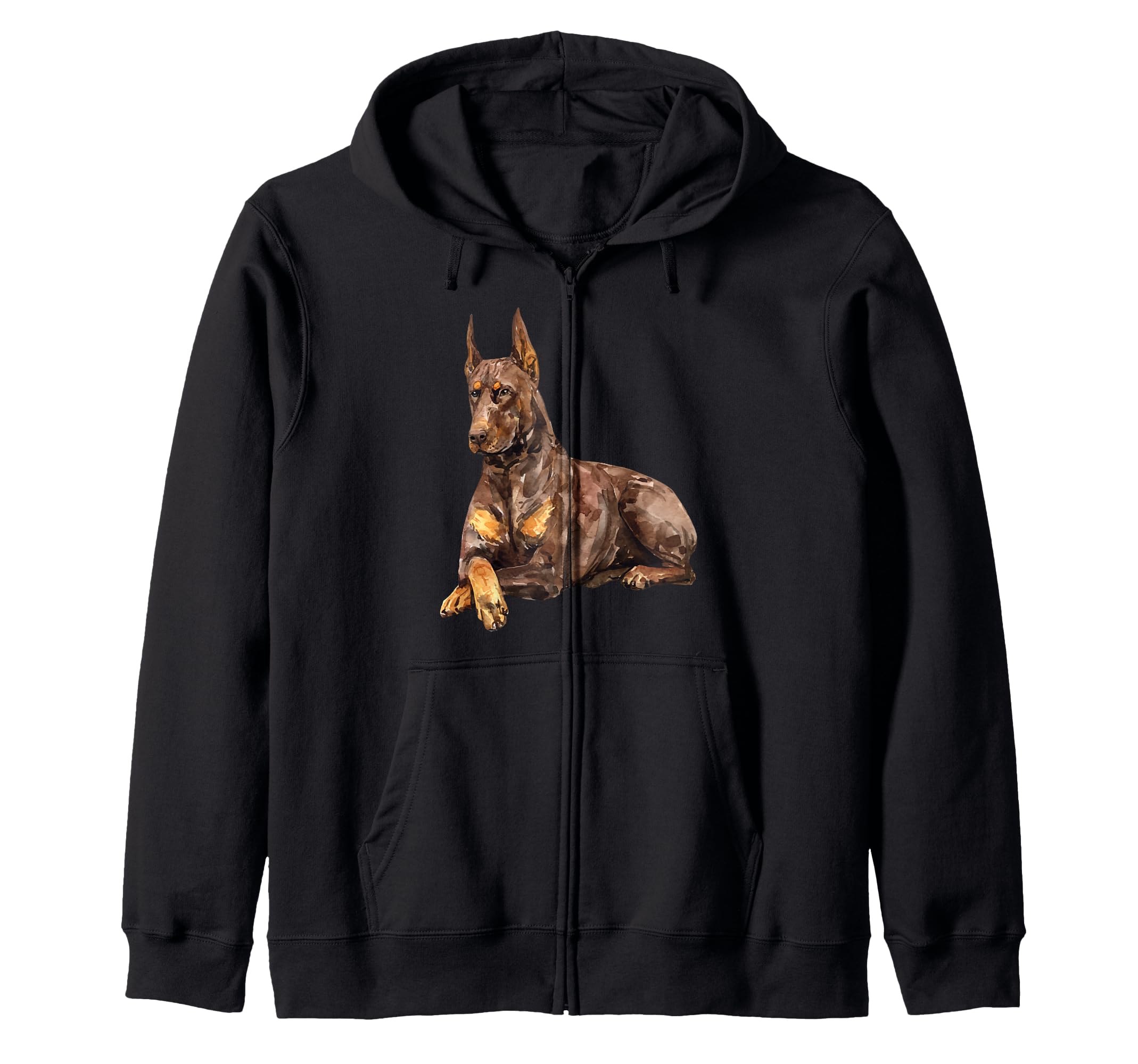 Watercolour Portrait Doberman Pinscher for Dog Owners Zip Hoodie