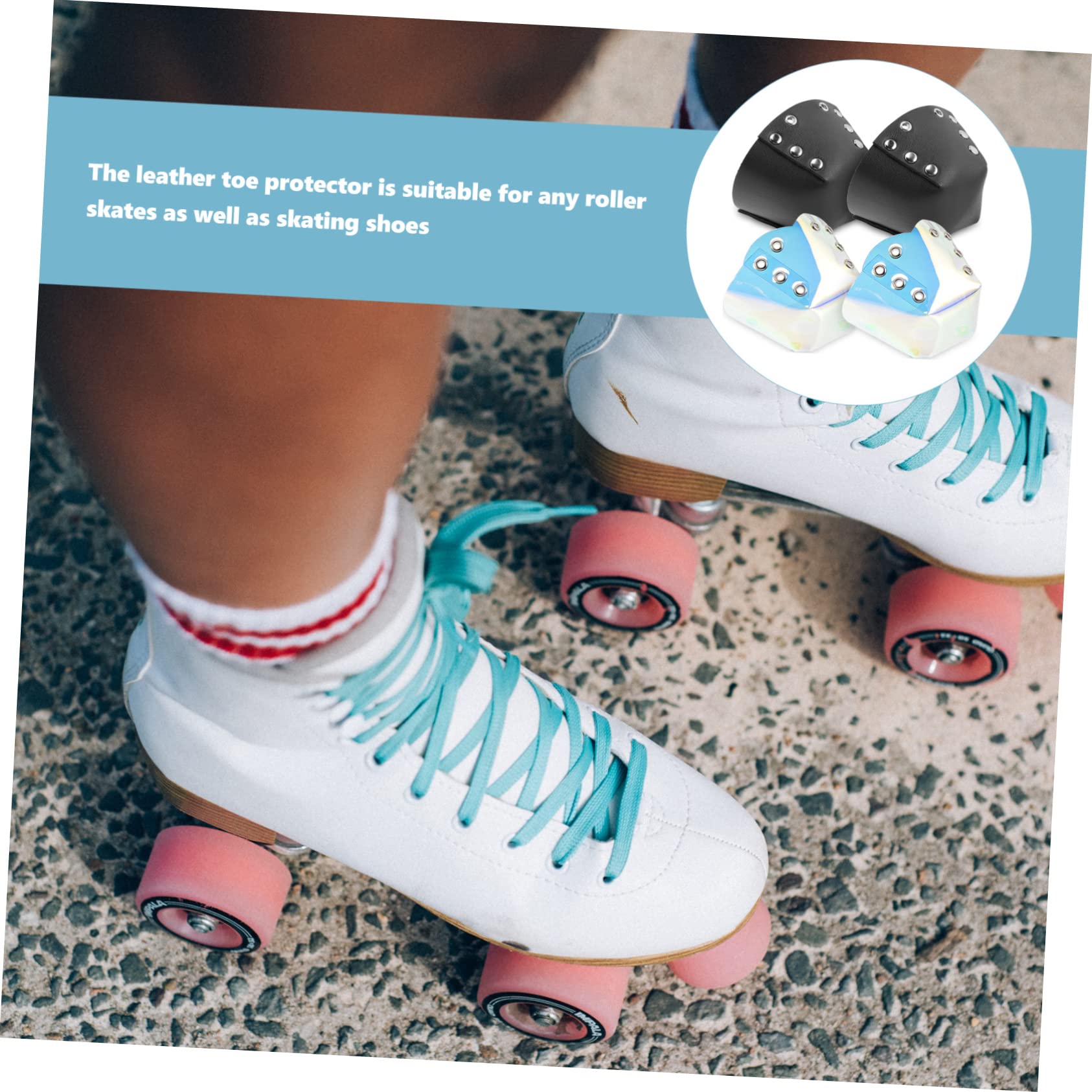 Sosoport Gaine d'orteil Sécurité Patinage Adulte Garde Filles pour Couvre-Orteils De Patins Remplaçables Embouts De Patins À roulettes Protège-Bottes Cuir