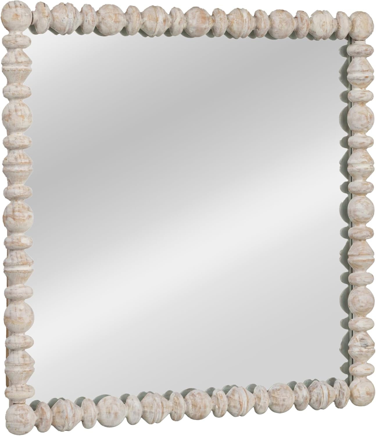 Creative Co-Op Square Raised Dowel Wood Wall Mirror, White