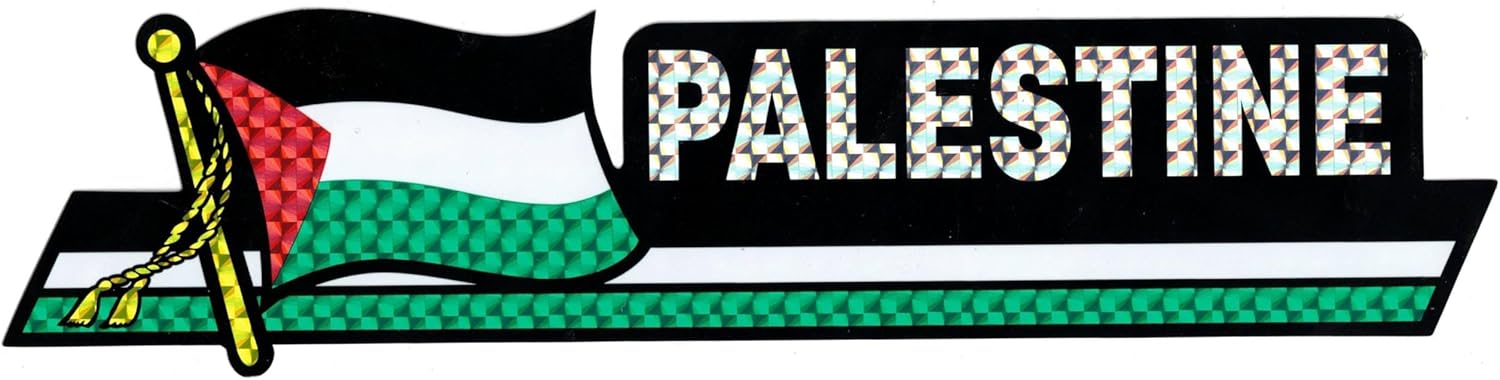Pack of 50 Palestine Flag 3"x12" Reflective Decal Bumper Sticker DCX-181